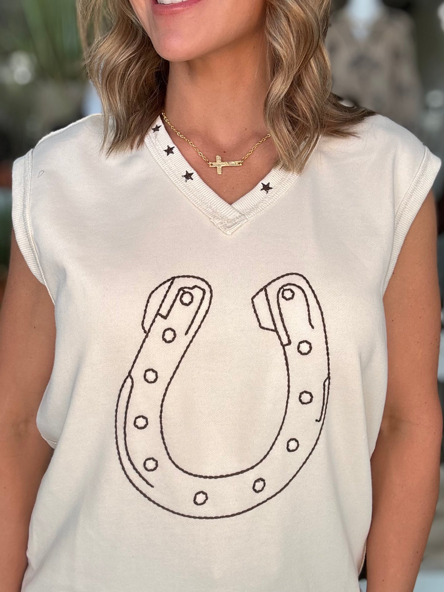 NEW! Horseshoe Vest Style Top