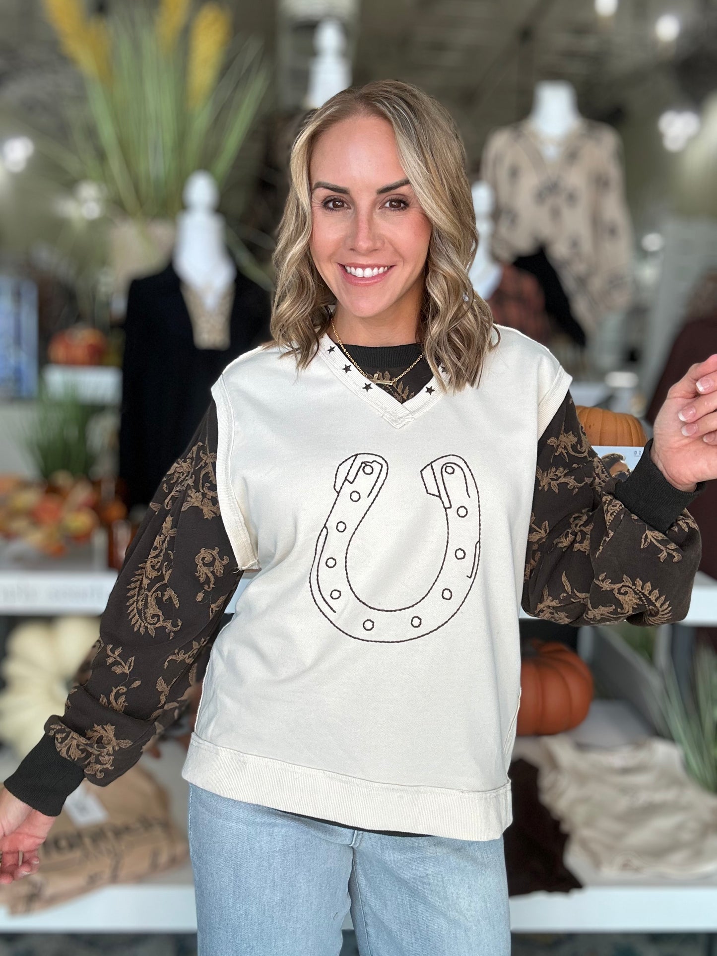 NEW! Horseshoe Vest Style Top