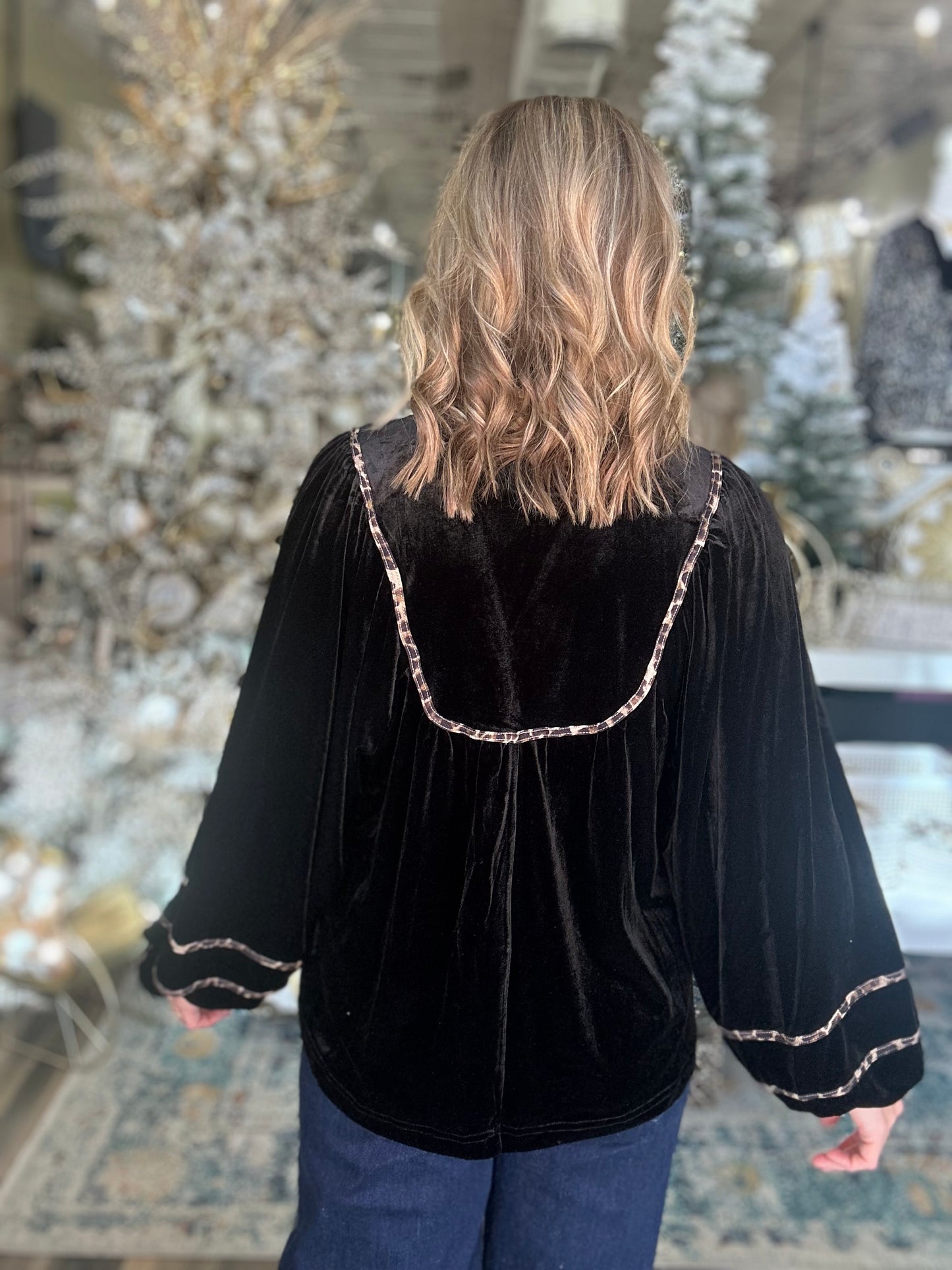 NEW! Holiday Charm Velvet Top in Black