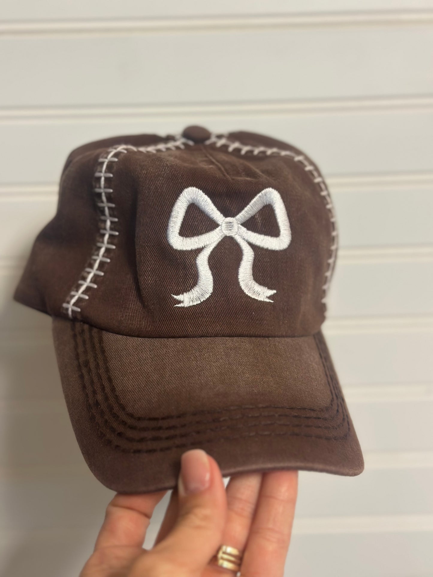 Vintage Football Embroidered Bow Cap