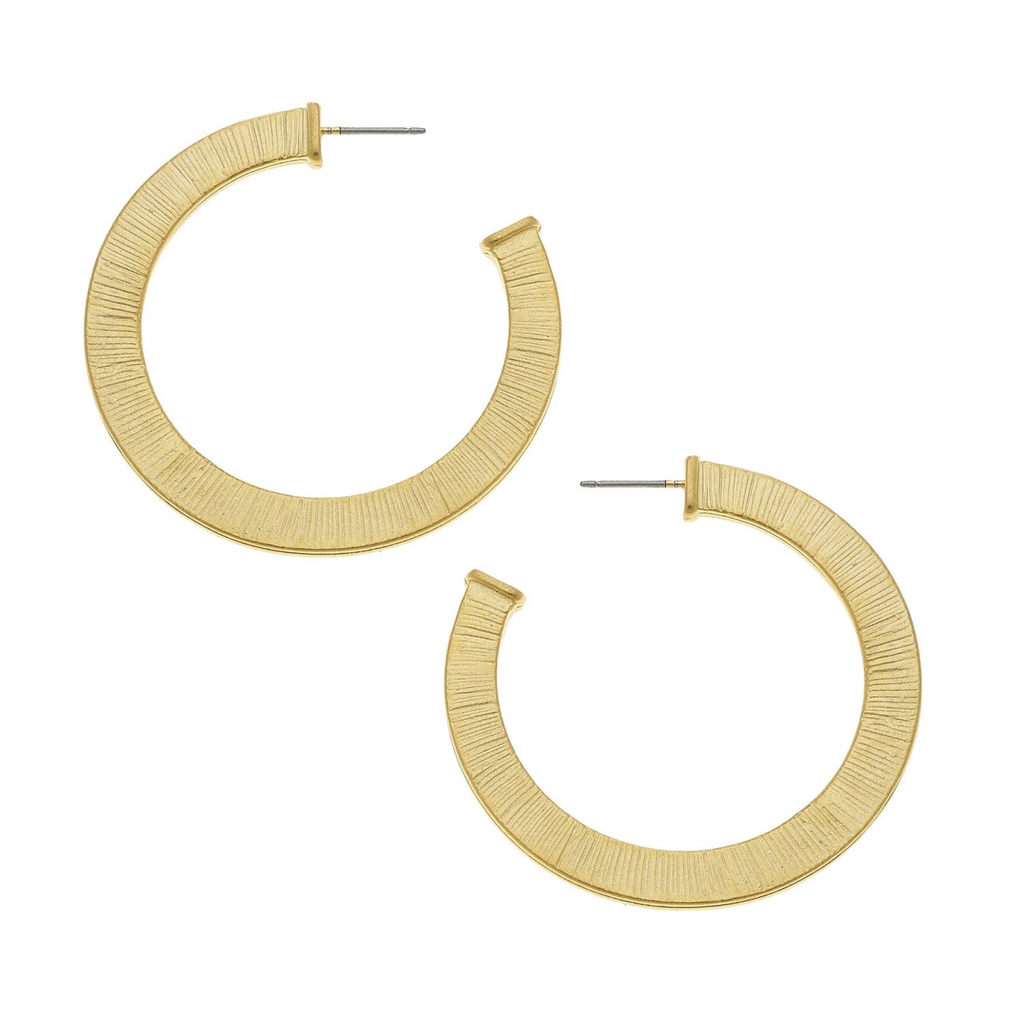 Susan Shaw Gold Textured Open Circle Hoop Earrings