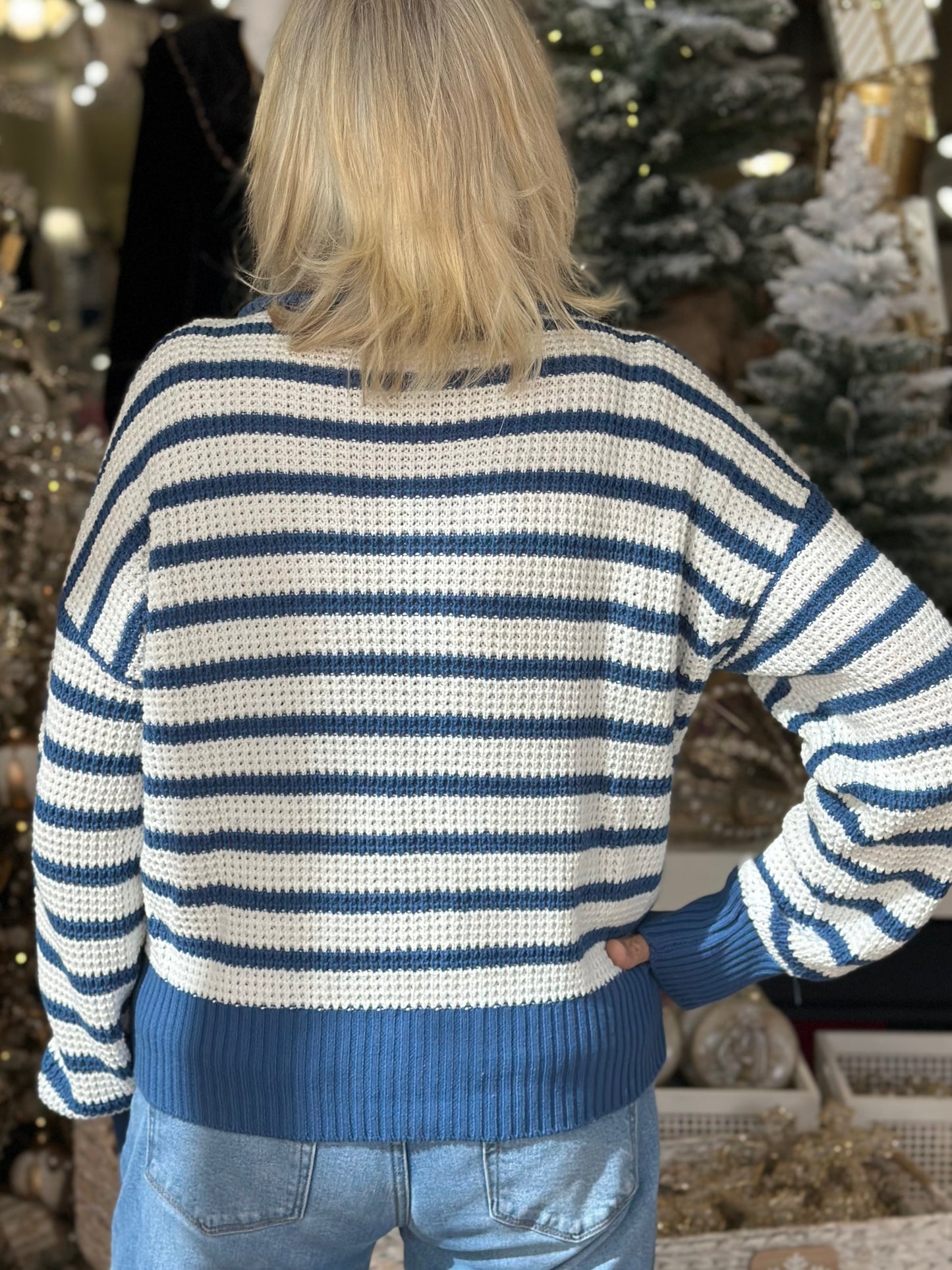 NEW! Crisp Day Stripe Sweater in Blue