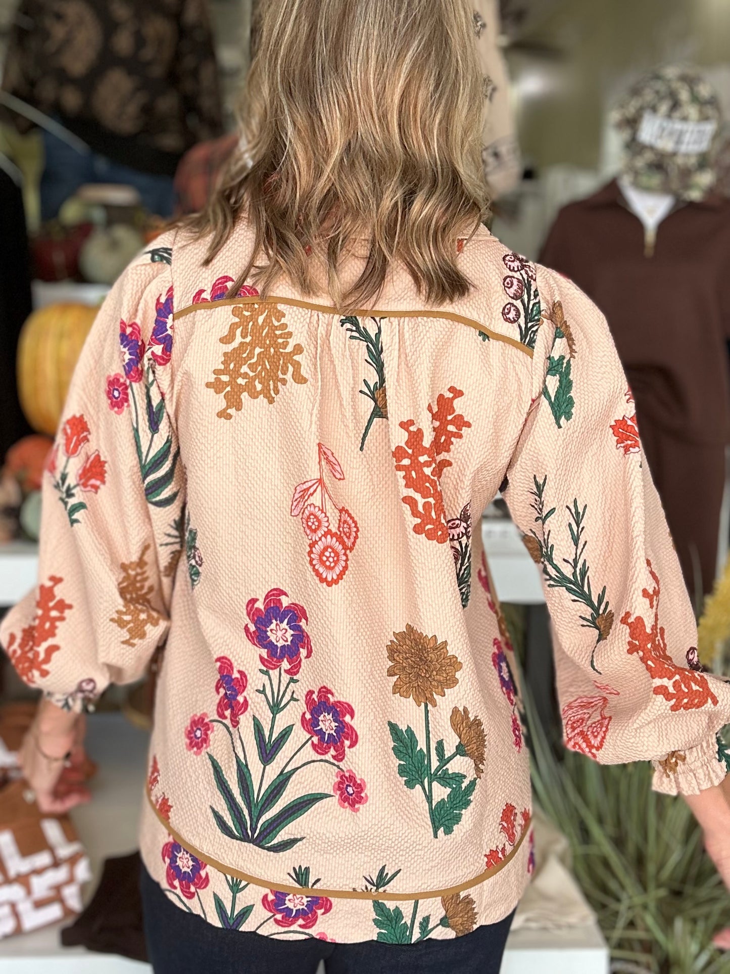 NEW! Cosmopolitan Chic Floral Top in Tan