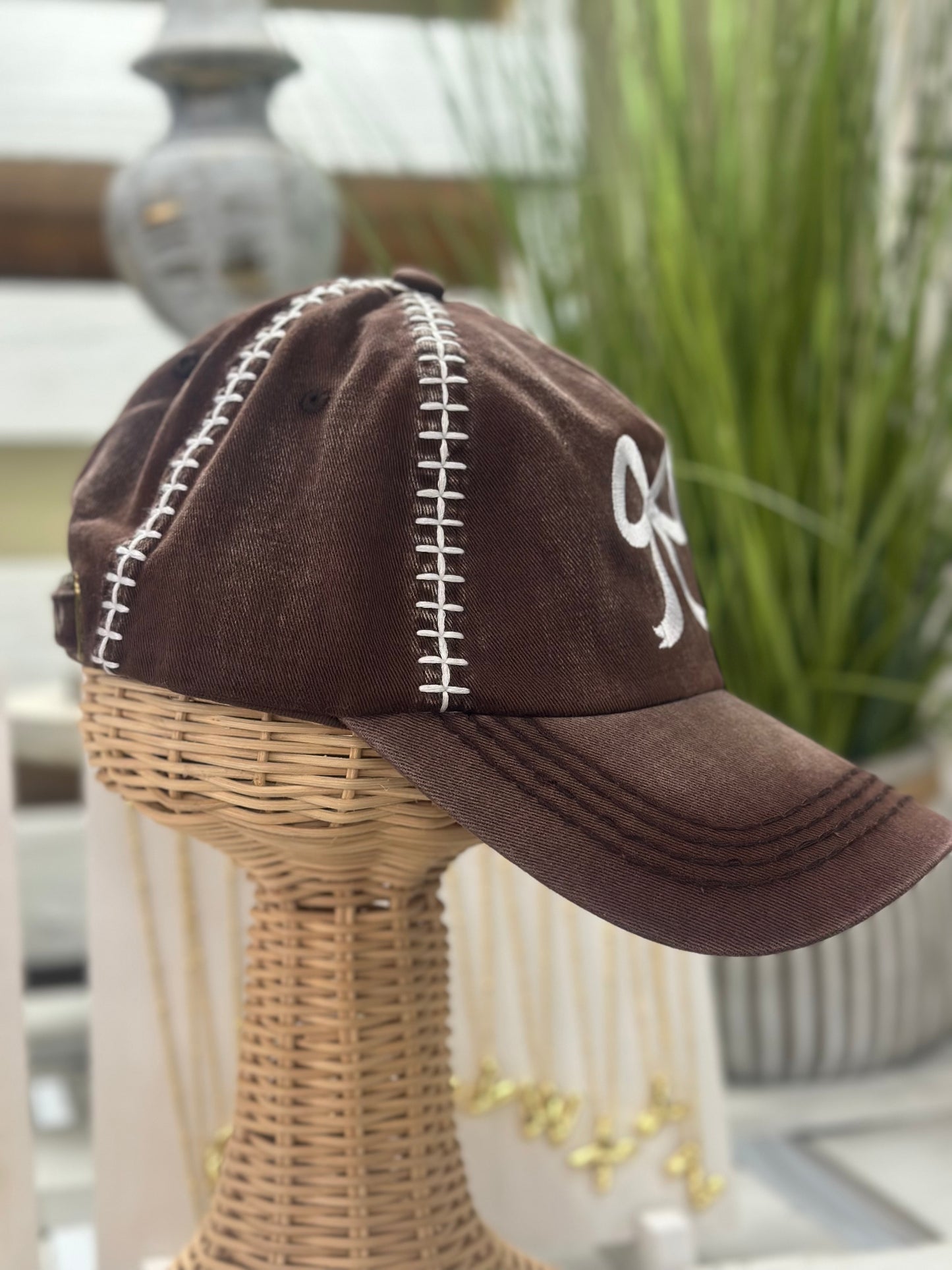 Vintage Football Embroidered Bow Cap
