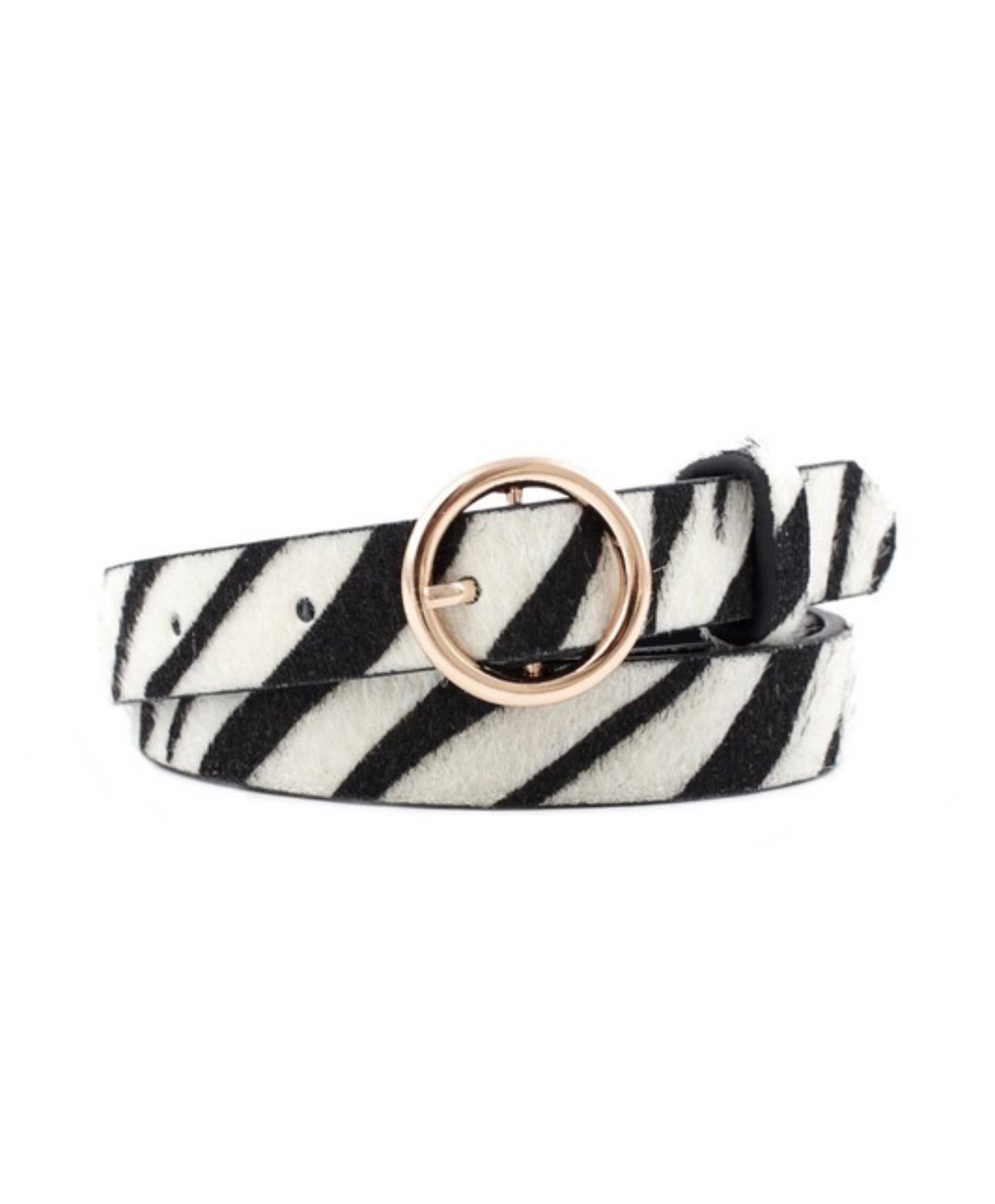 Animal Print Belt with Gold