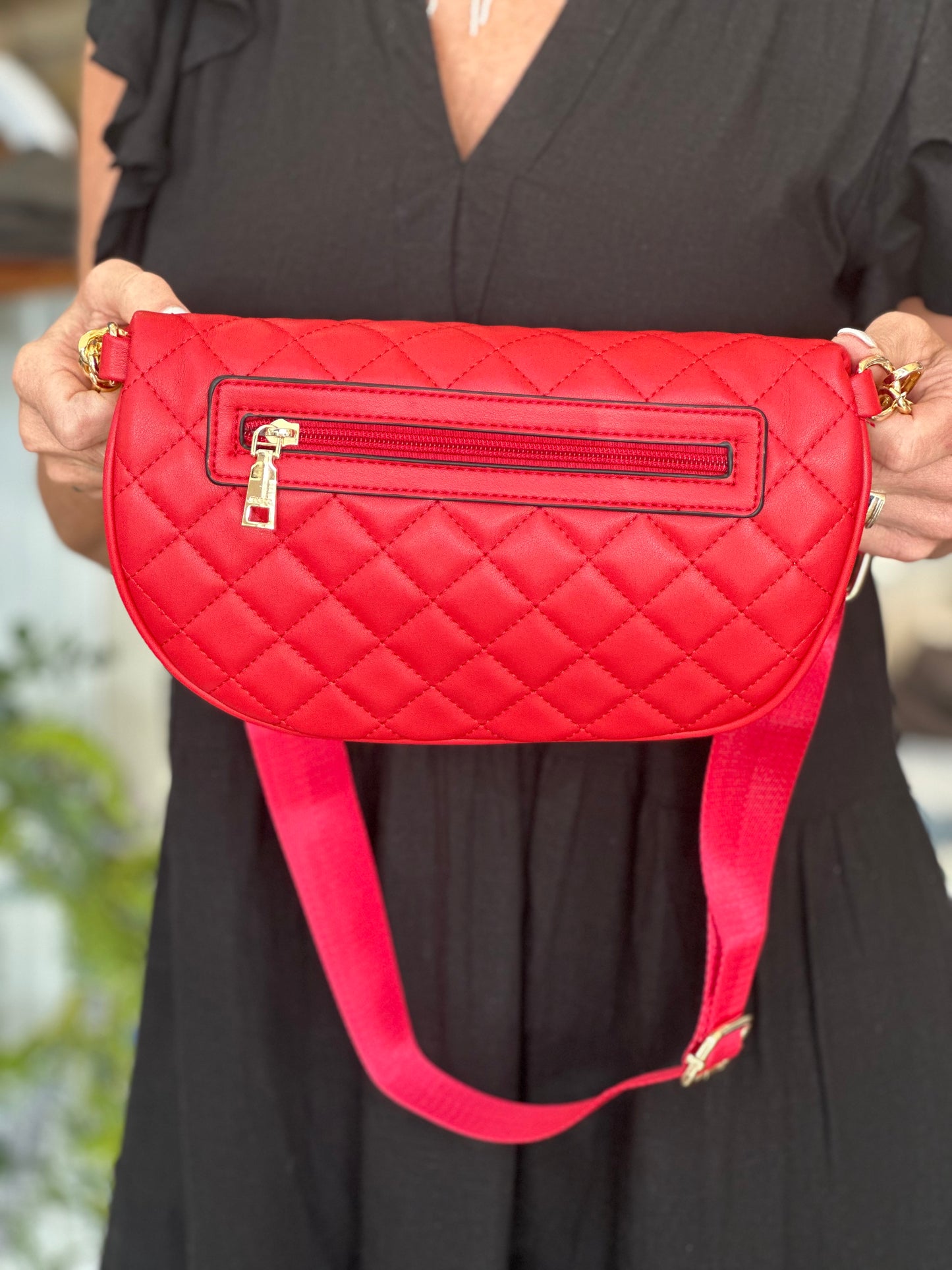 Sylvie Quilted Belt Bag in Red