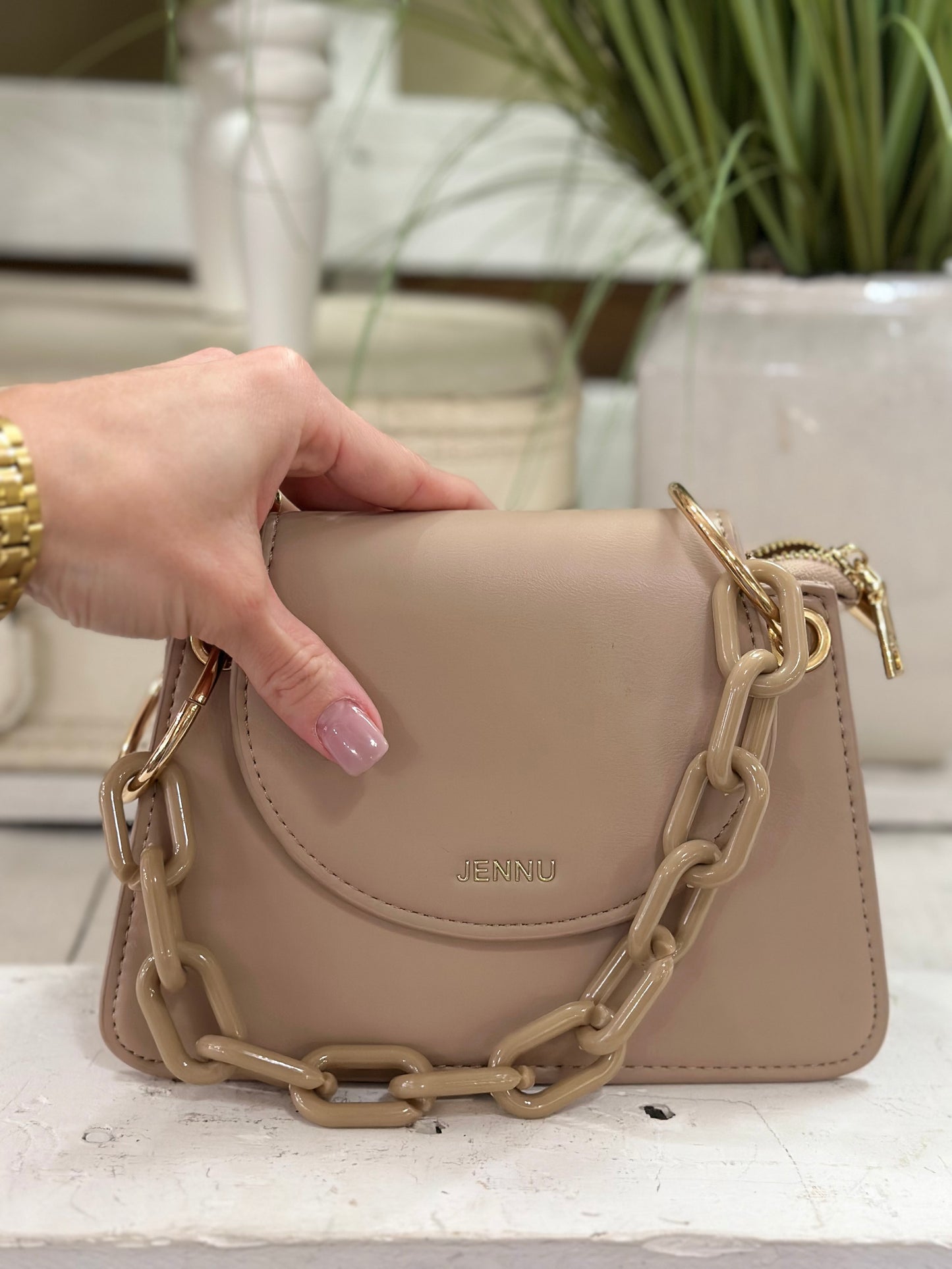 JEN & CO Reno Flapover Crossbody with Chain