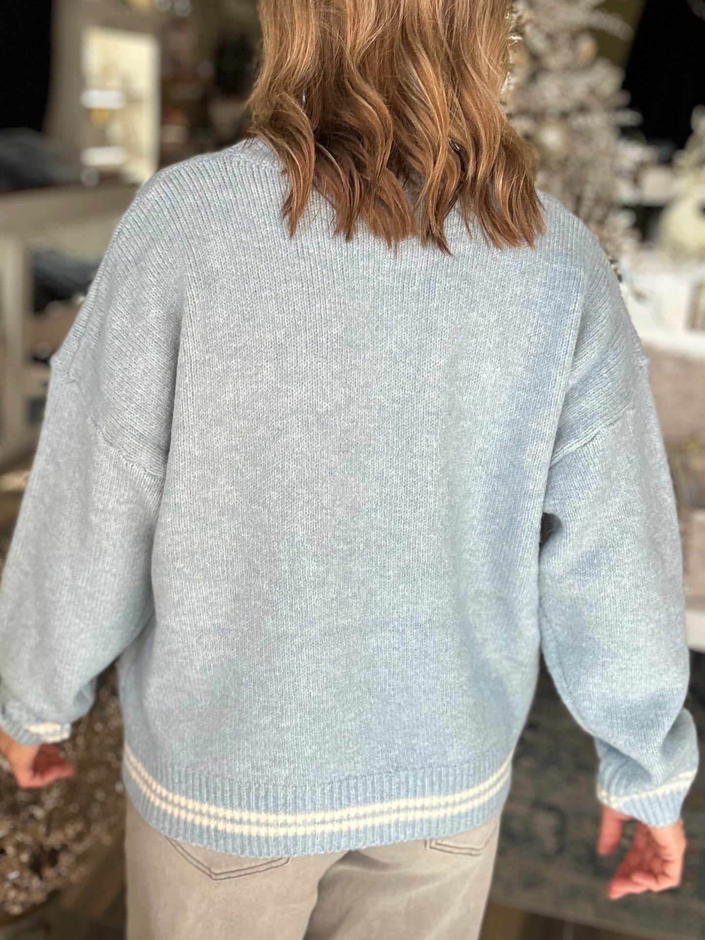 NEW! See You Cowboy Sweater in Powder Blue