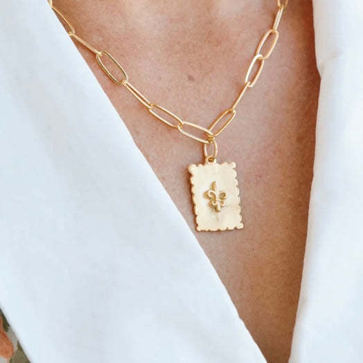 Susan Shaw Fleur De Lis Stamp Necklace