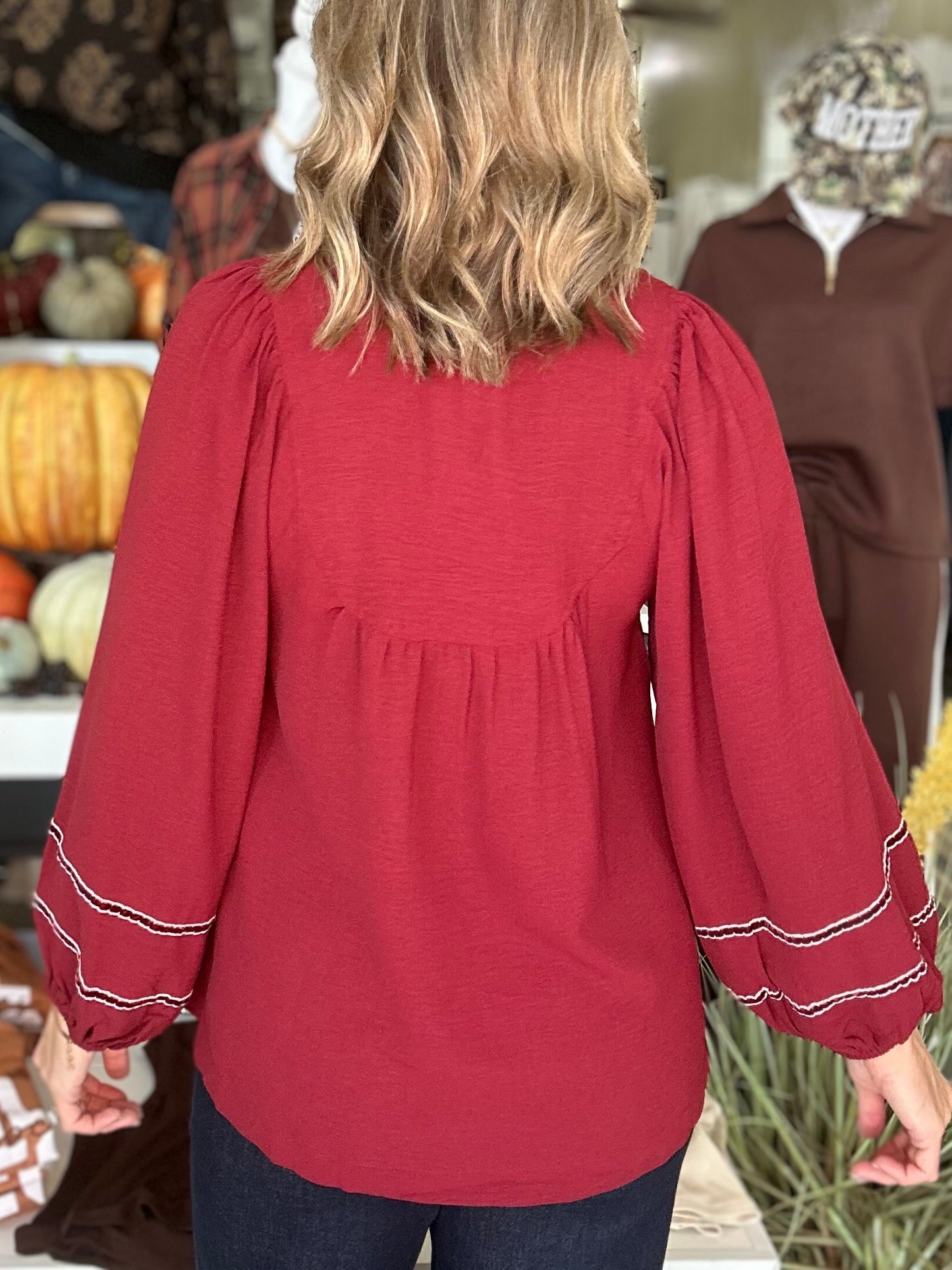 Midtown Views Top in Burgundy