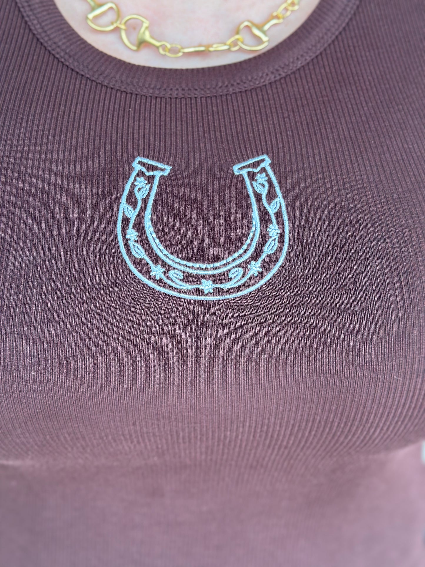 NEW! Her Horseshoe Baby Tank in Chocolate