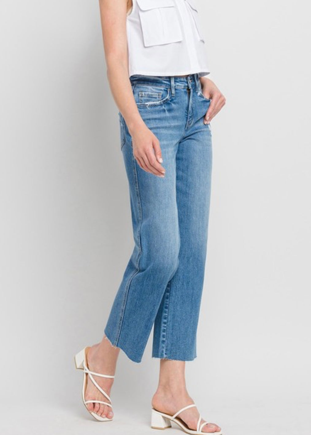 Supported Raw Hem Jean by Flying Monkey