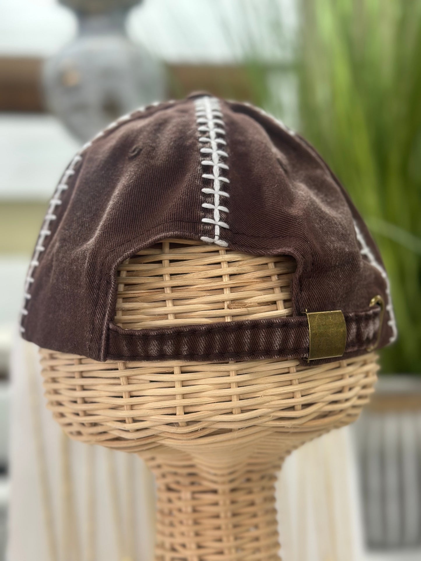 Vintage Football Embroidered Bow Cap