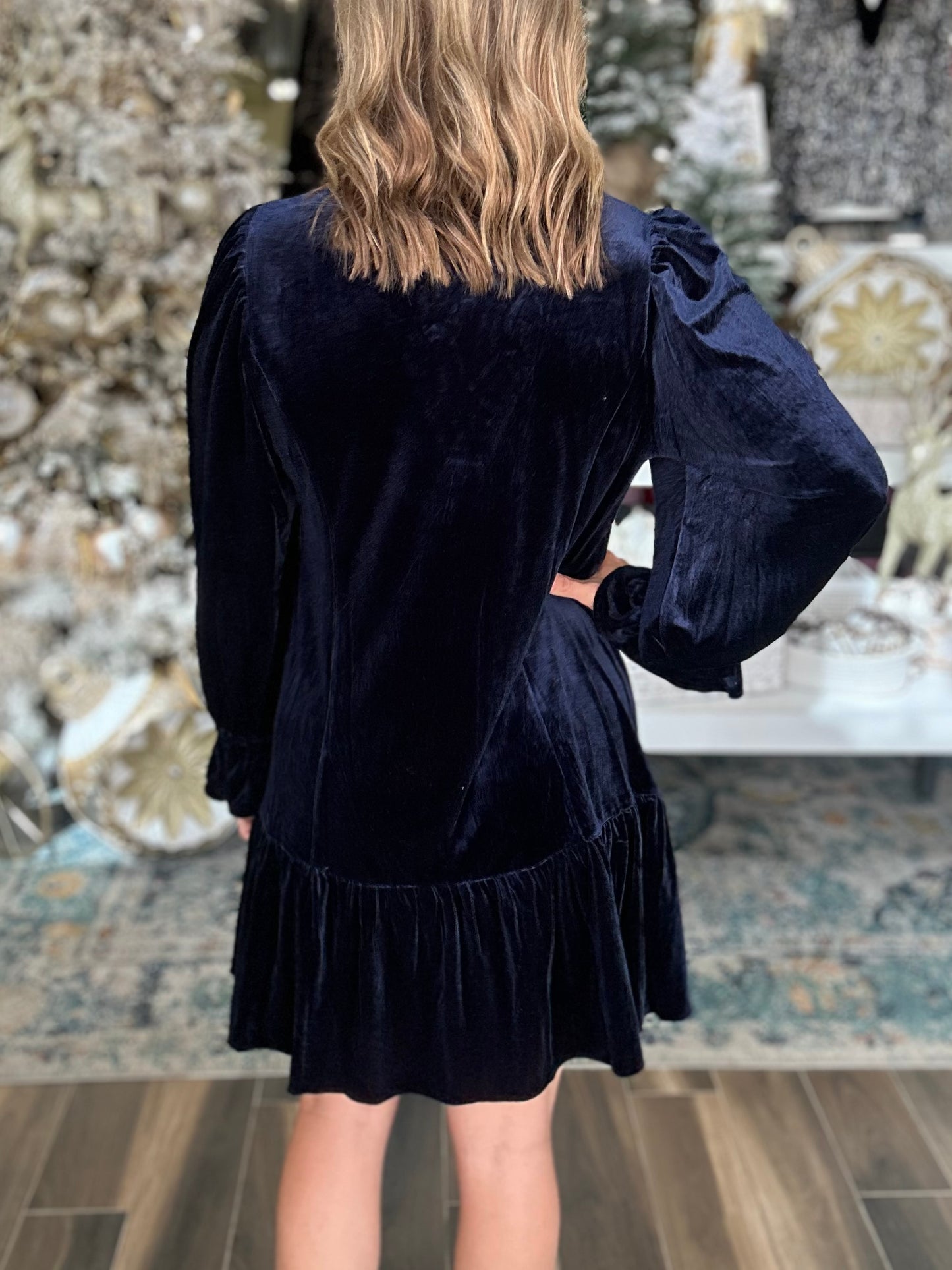 NEW! Wishful Weekends Velvet Dress in Navy