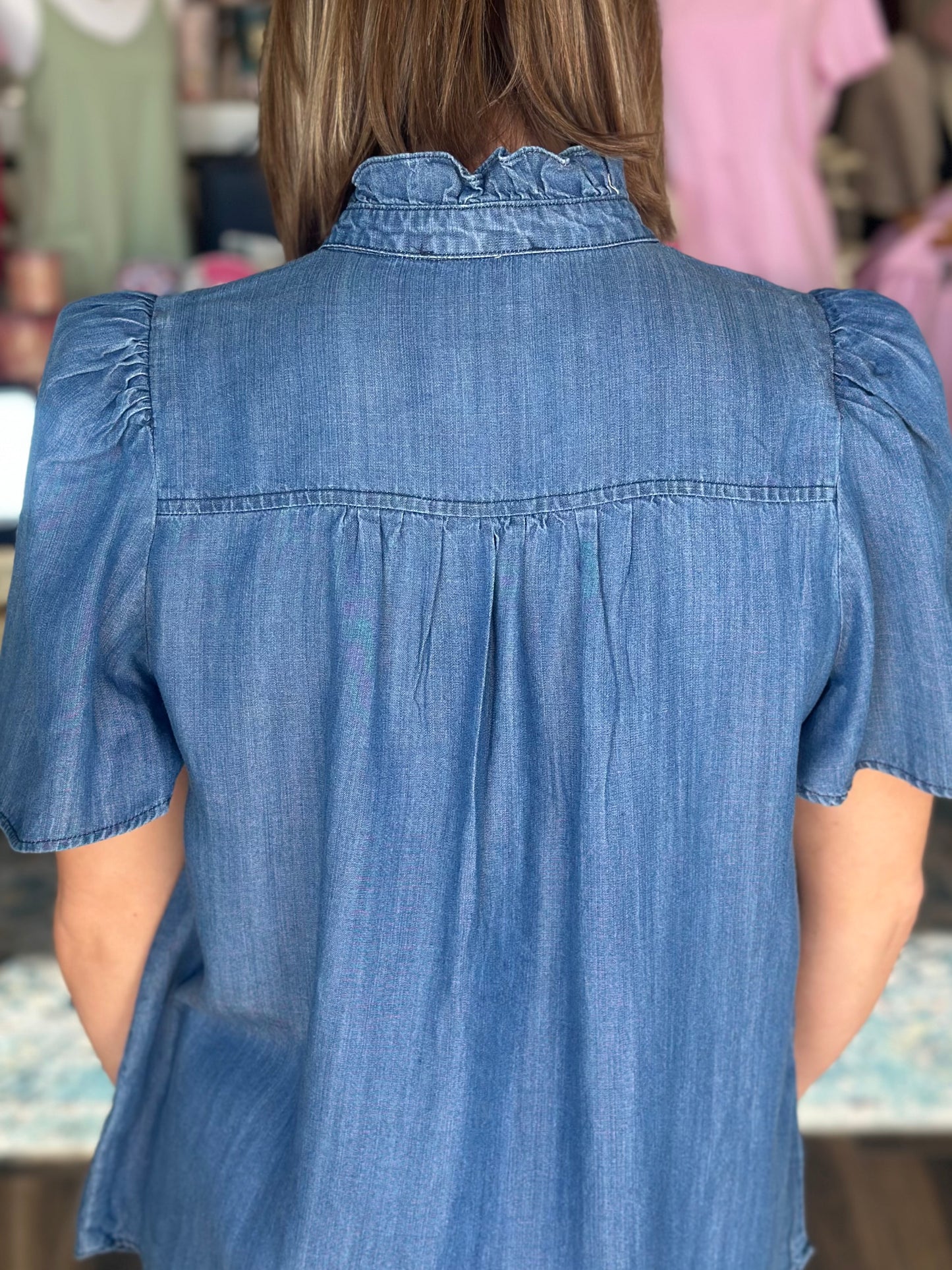 Southern Charm Denim Pearl Snap Top