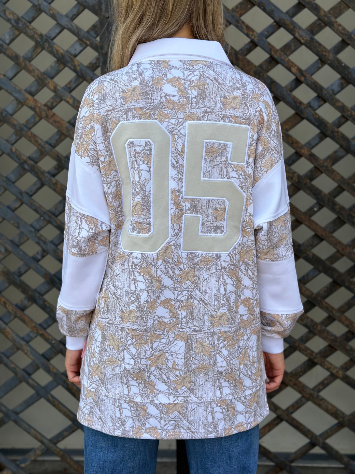 NEW! Cute In Camo Polo Pullover Top