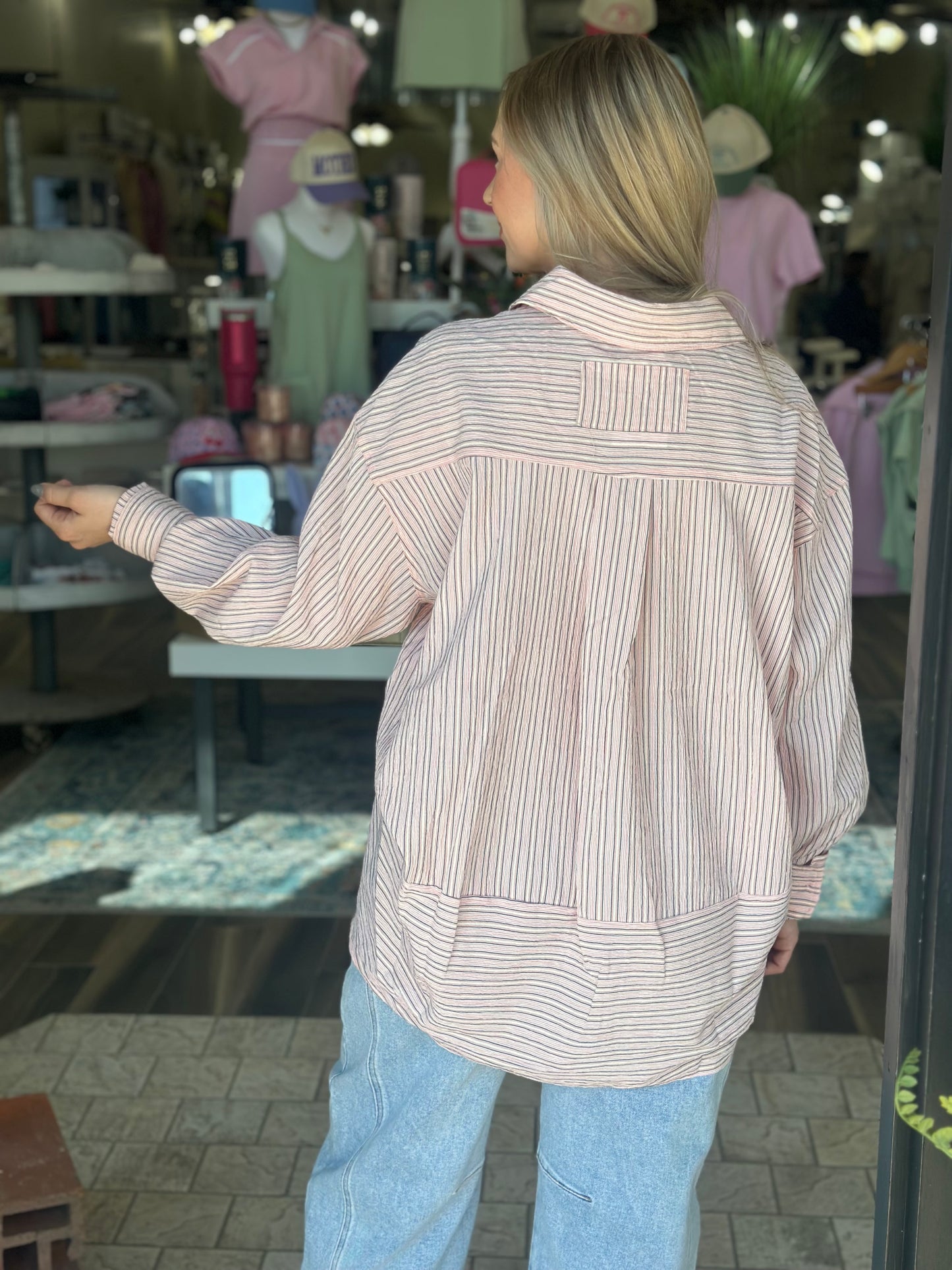 Effortless Ease Striped Top in Pink