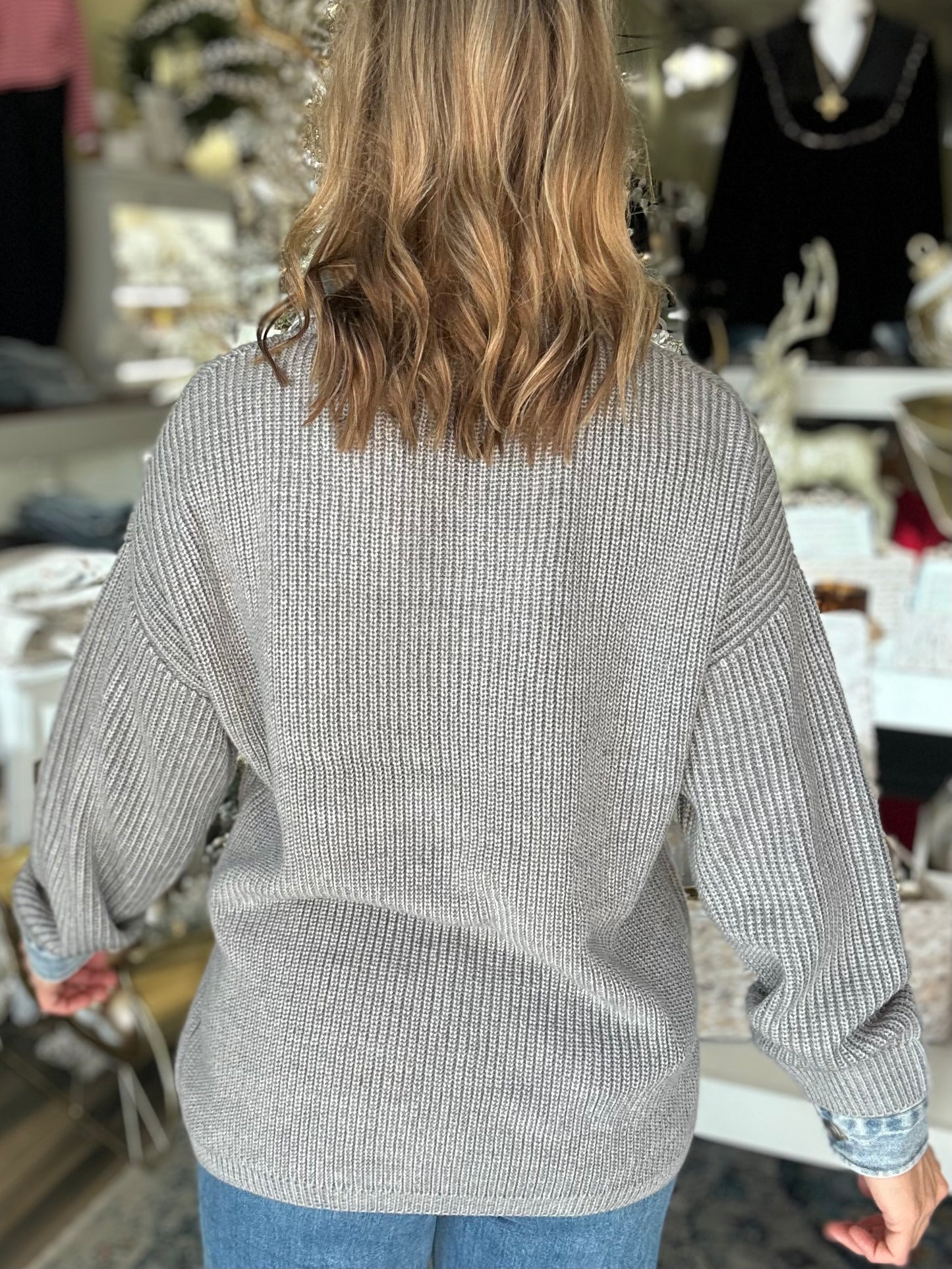 NEW! Mindful Matter Sweater in Grey/Denim