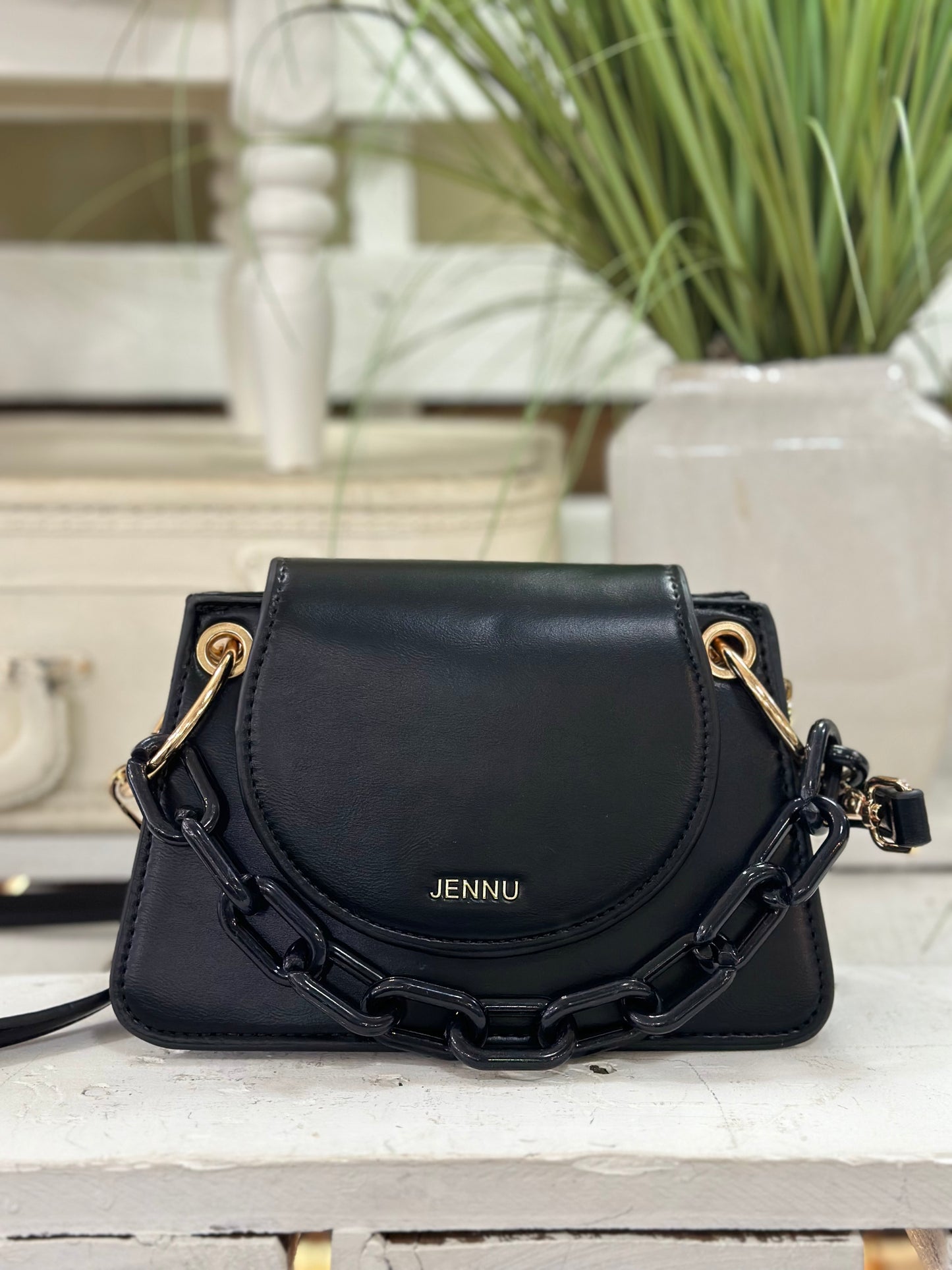 JEN & CO Reno Flapover Crossbody with Chain