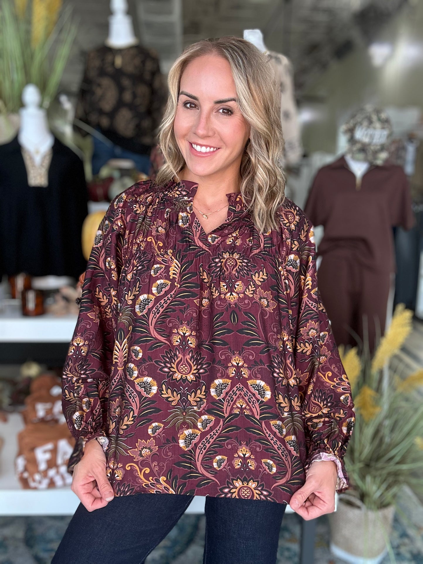 NEW! A Touch Of Fall Top in Maroon