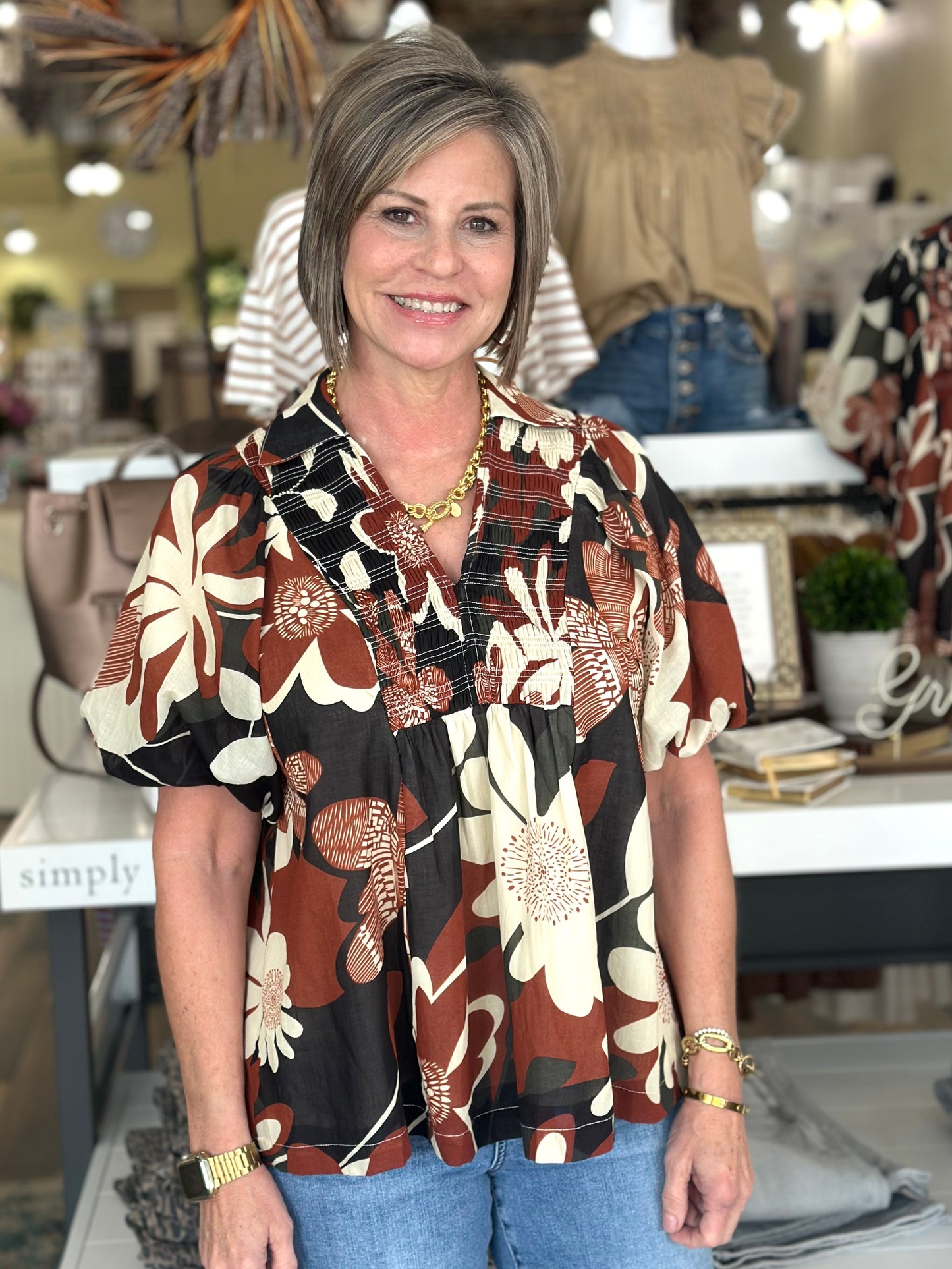 NEW! Autumn's Breeze Floral Top