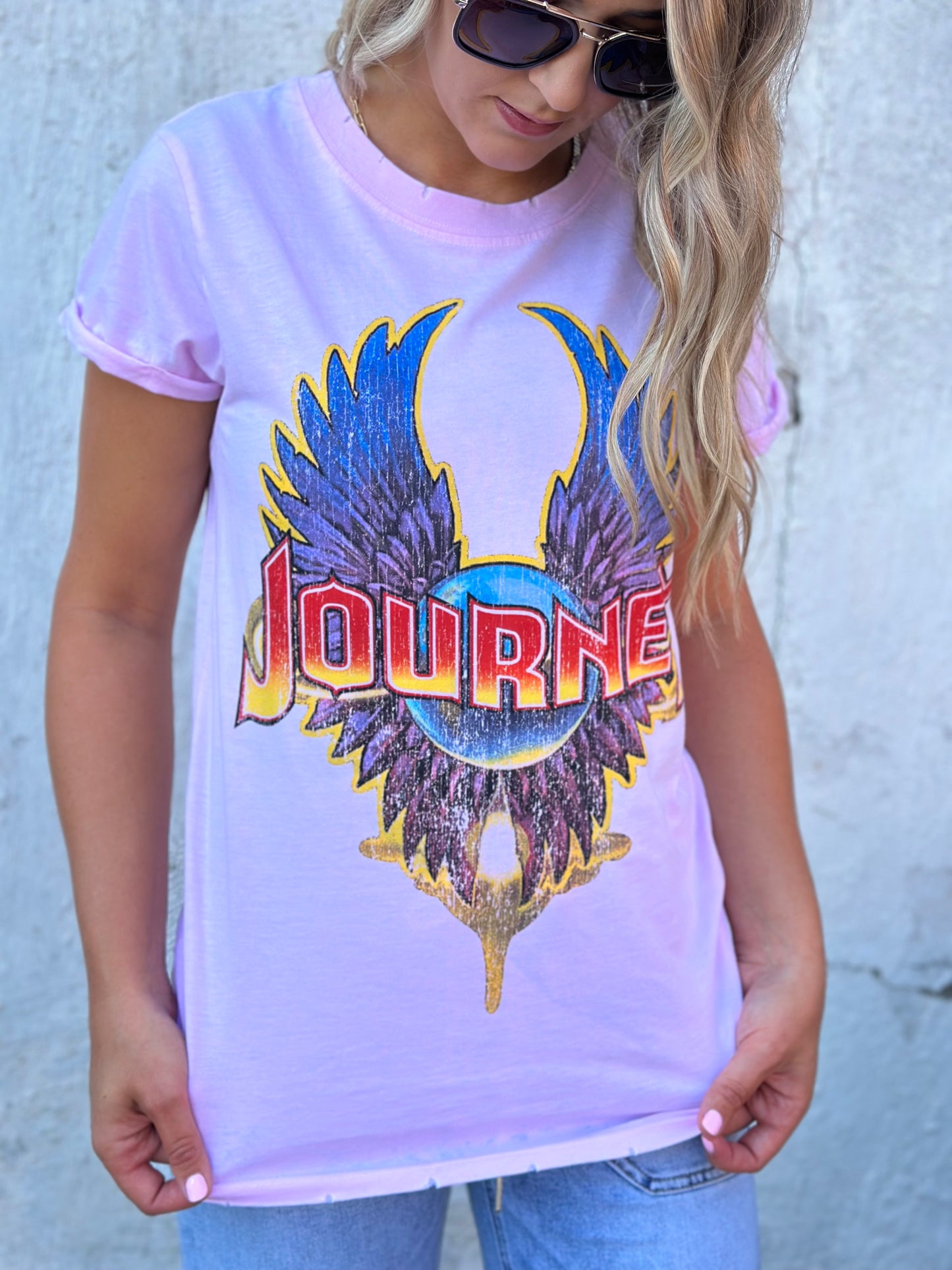 Journey Burn Out Tee in Crystal Pink