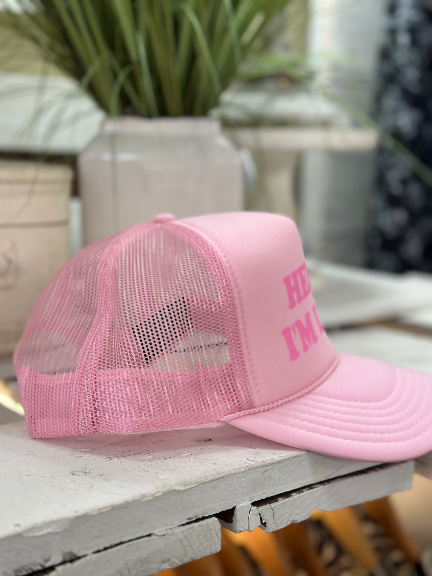 Hello I'm Late Cap in pink
