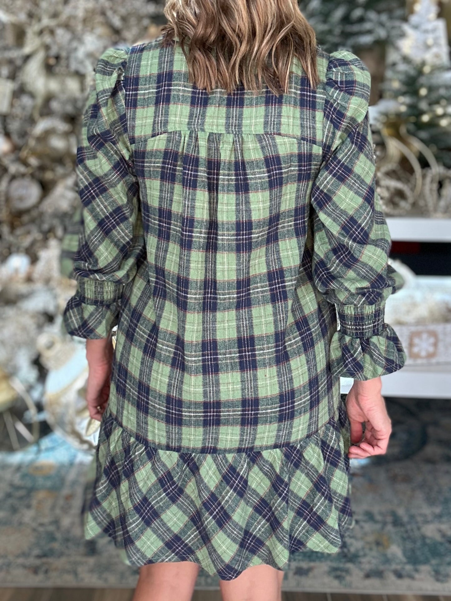 NEW! Holly Season Plaid Dress in Green