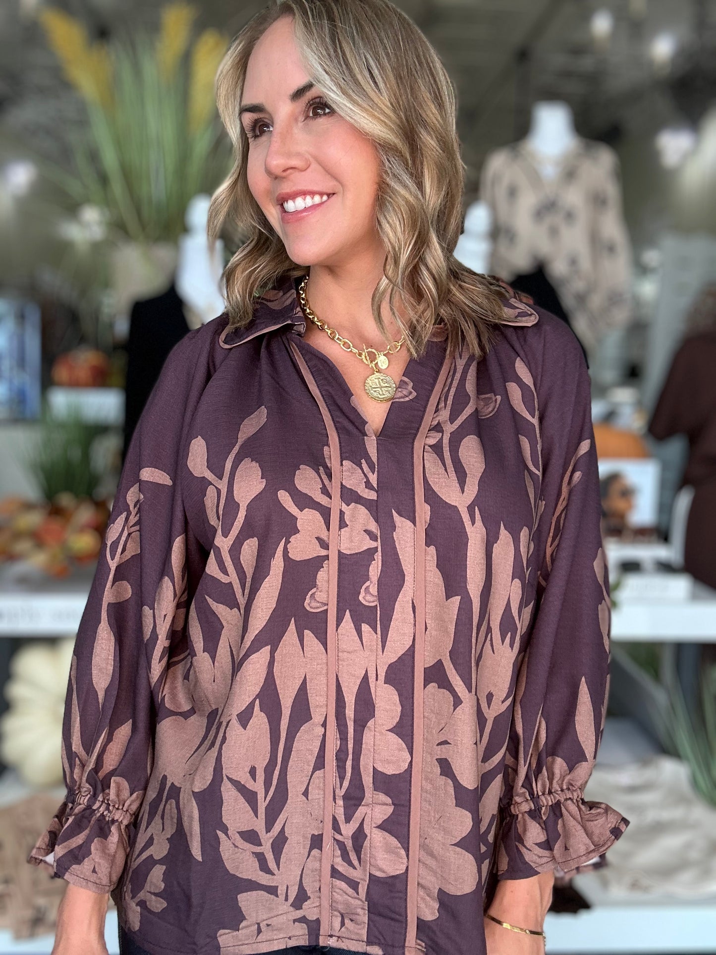 NEW! Simply Charming Top in Deep Maroon