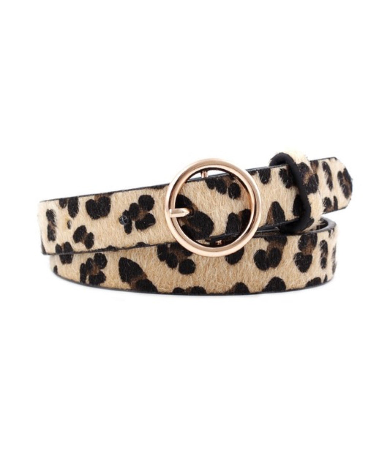 Animal Print Belt with Gold