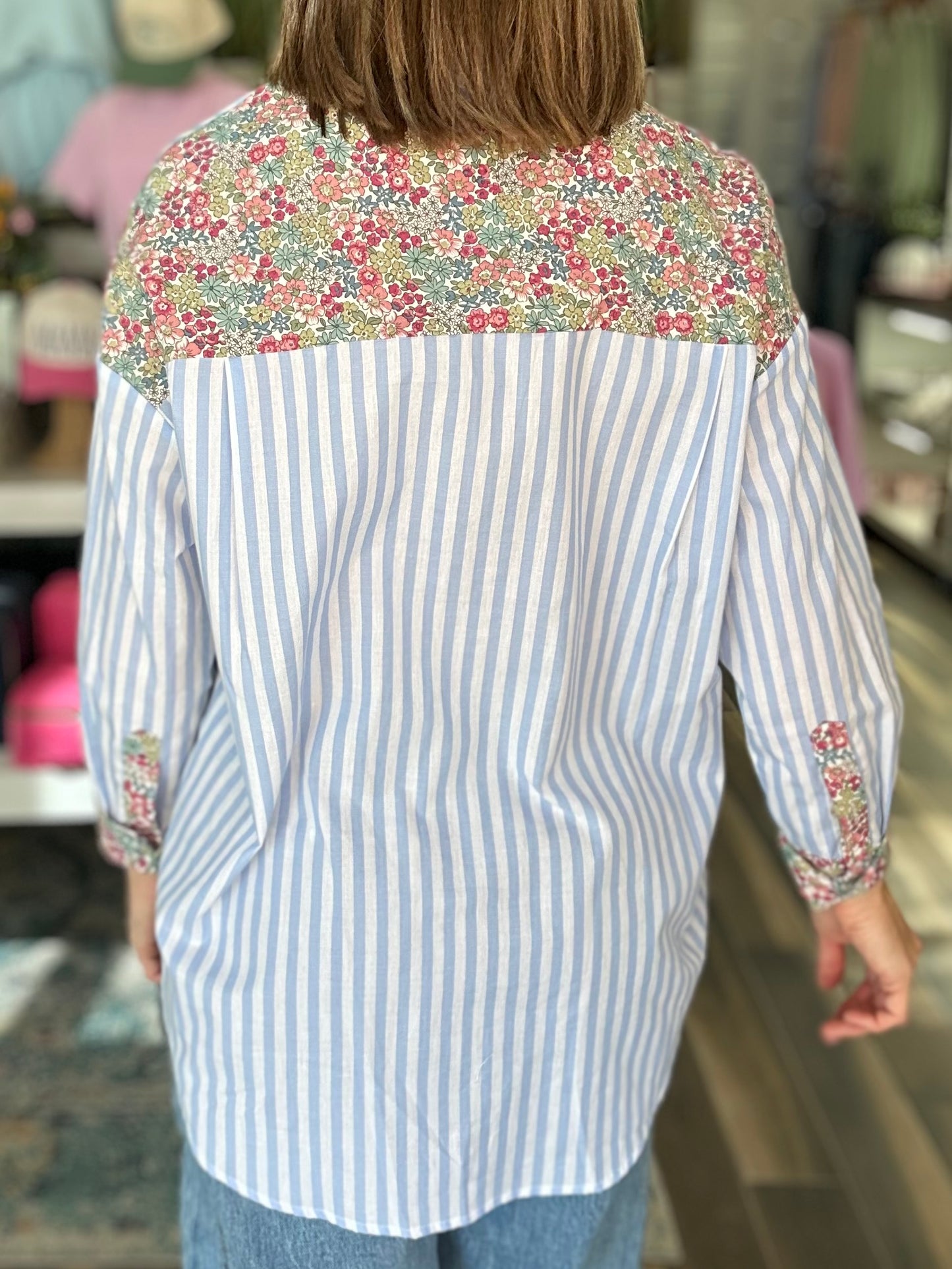 Springtime Stripes and Floral Top