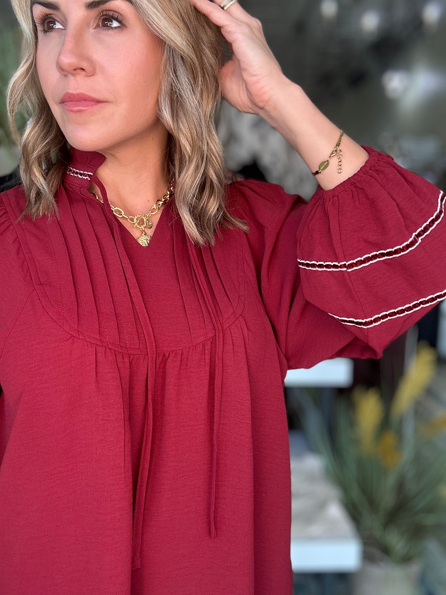 Midtown Views Top in Burgundy