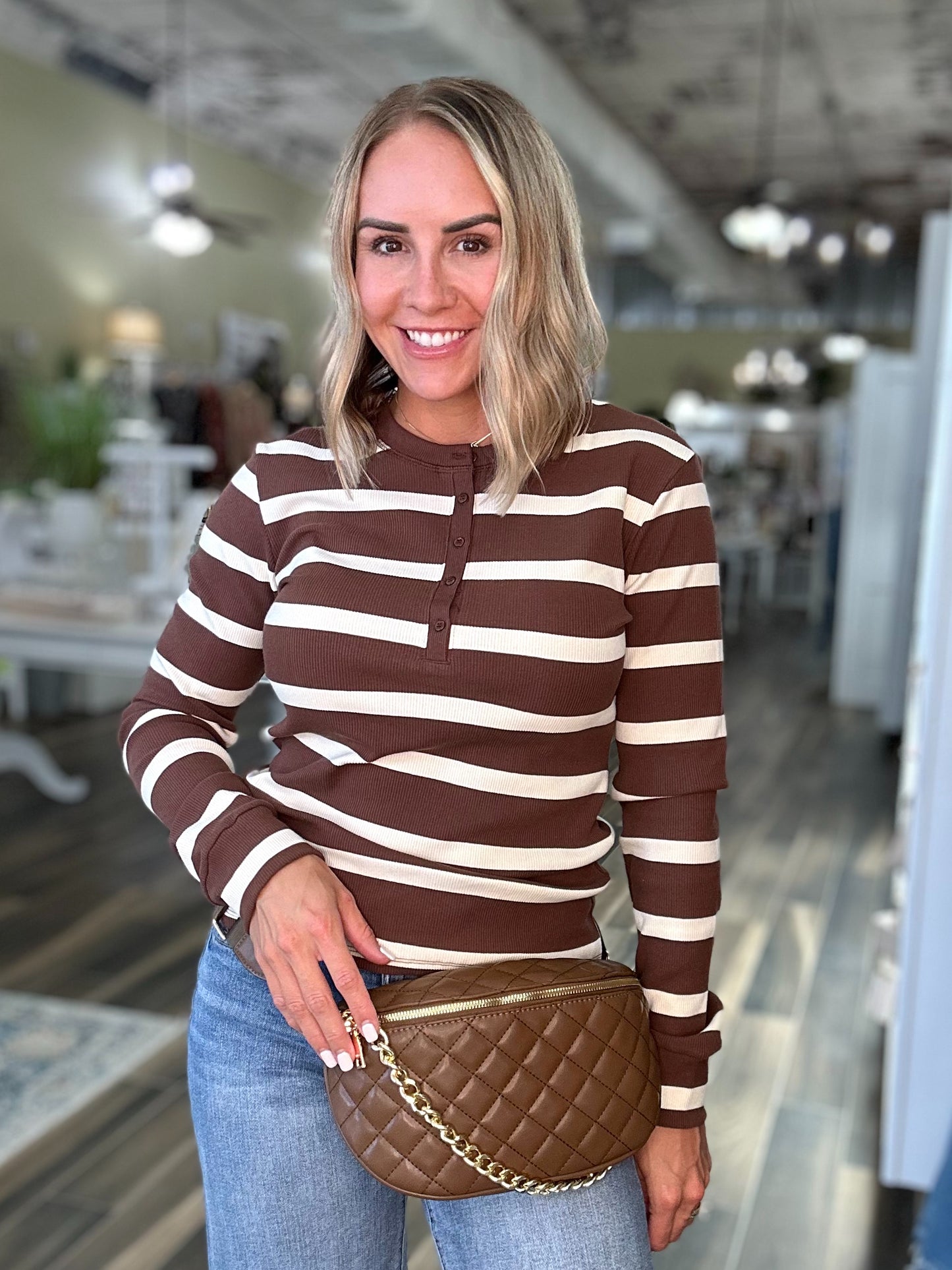 Sylvie Quilted Belt Bag in Chocolate