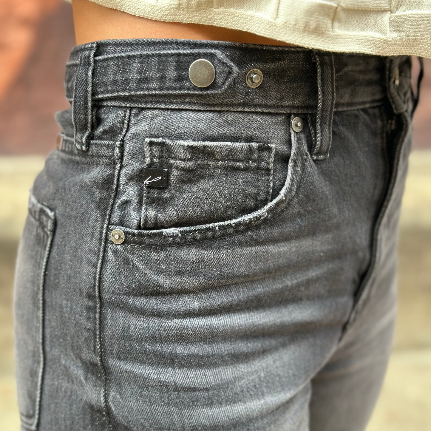 KanCan Finally Friday 90's Wide Leg Black Straight Jean