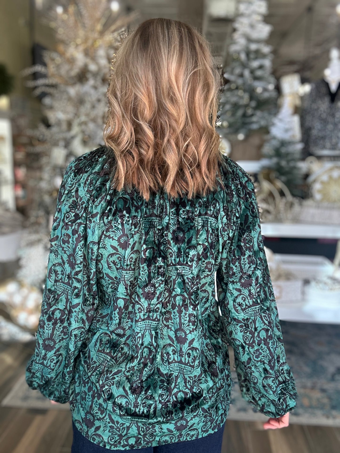 NEW! Royalty Velvet Top in Green