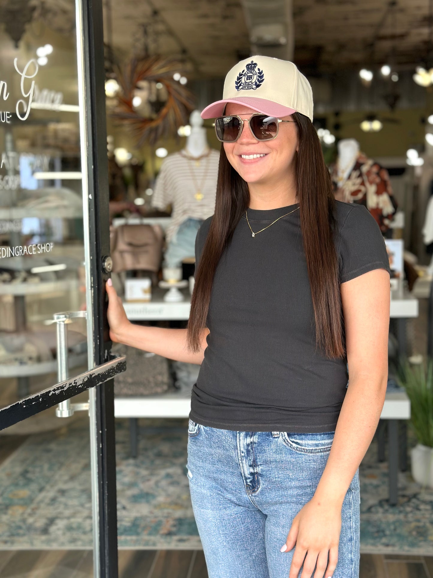 NEW! Saved By The Basic Tee in Dark Charcoal