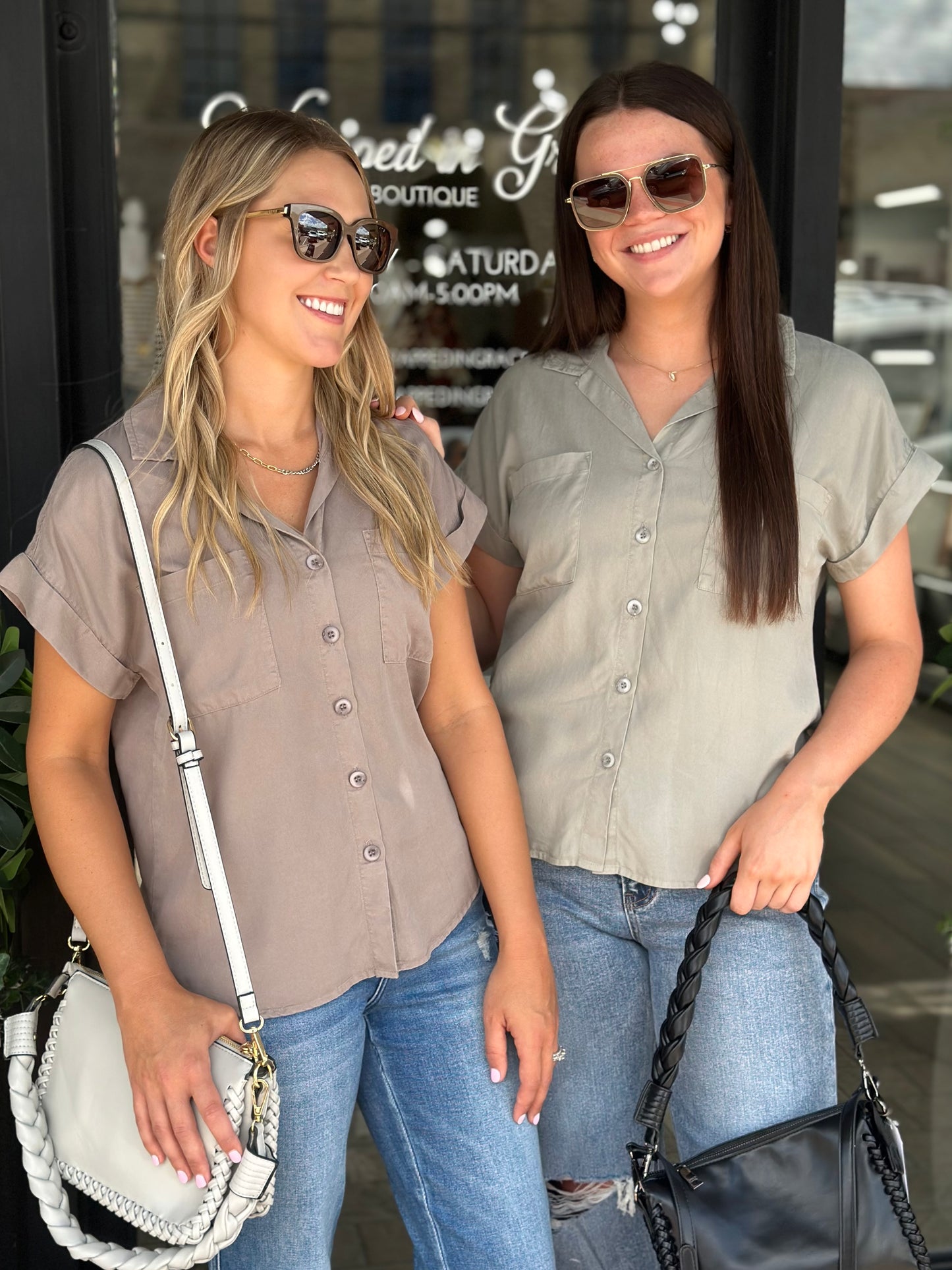 NEW! Calm and Cool Button Down Top in Sage