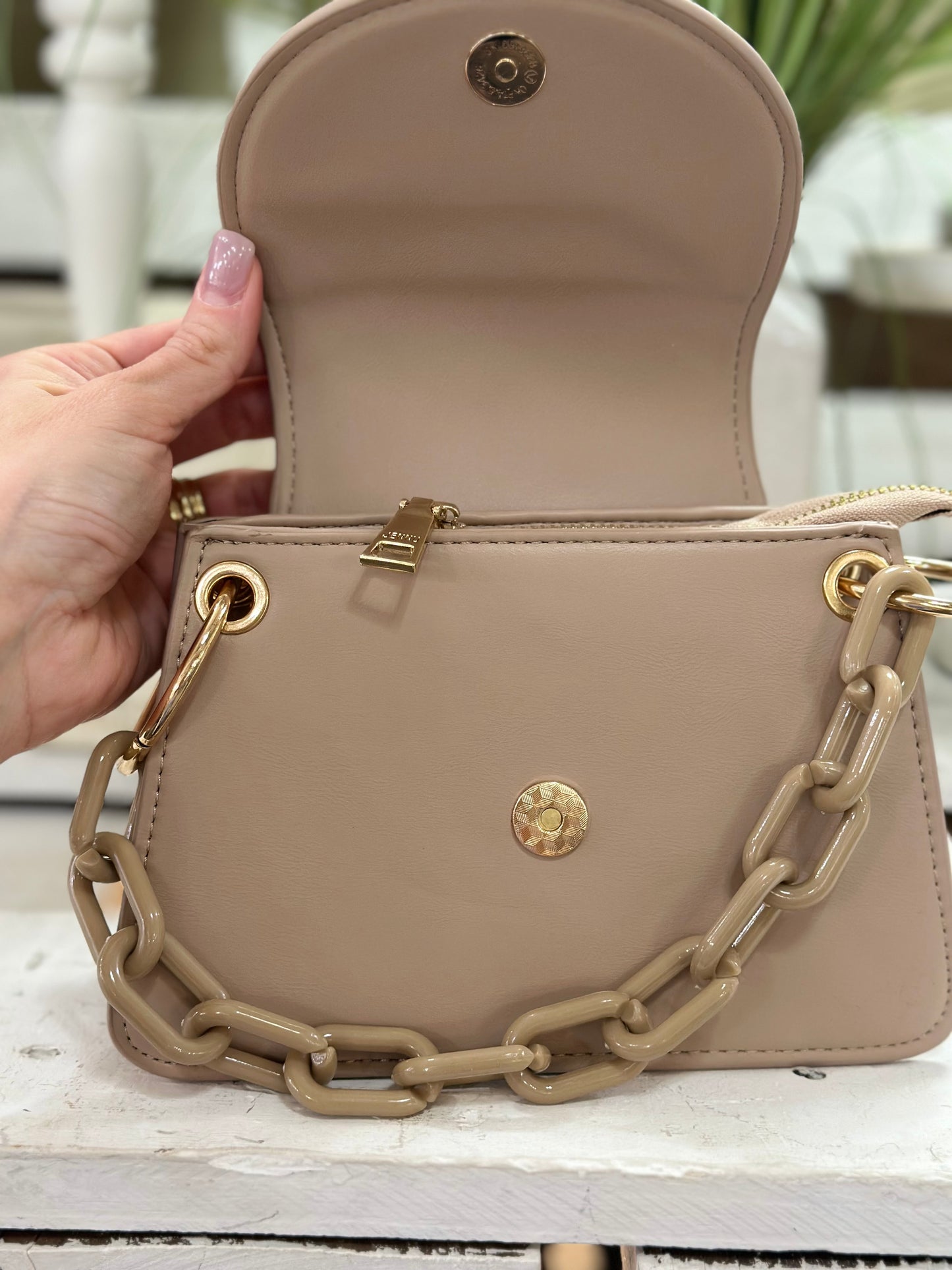 JEN & CO Reno Flapover Crossbody with Chain