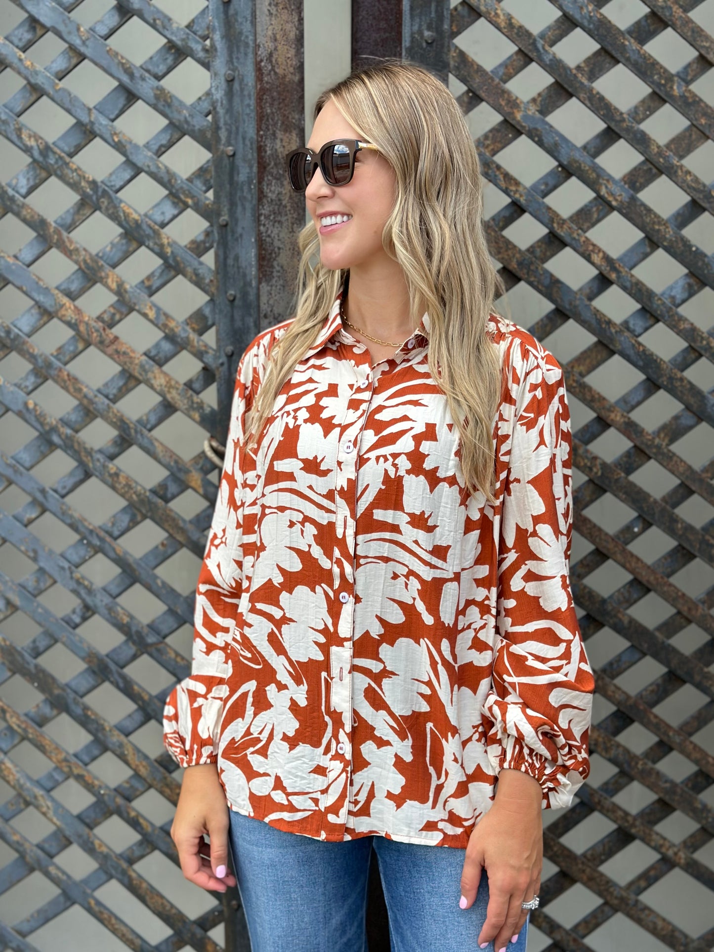 NEW! Rusty Flowers Floral Top