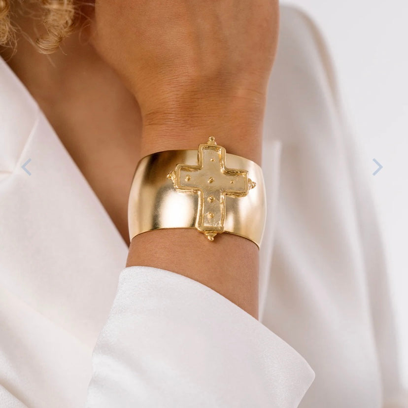 Susan Shaw Gold Cross Cuff Bracelet