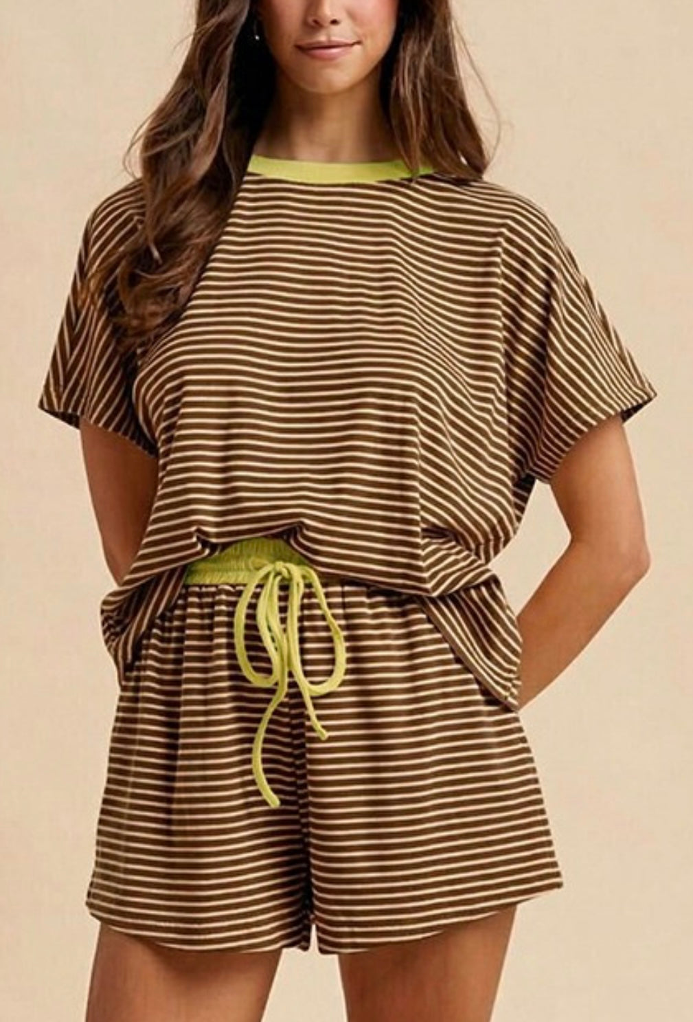 Coffee Run Shorts Set in Brown