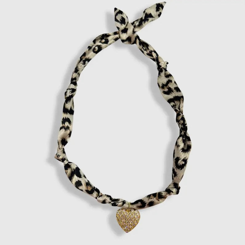 Leopard Heart Scarf Necklace