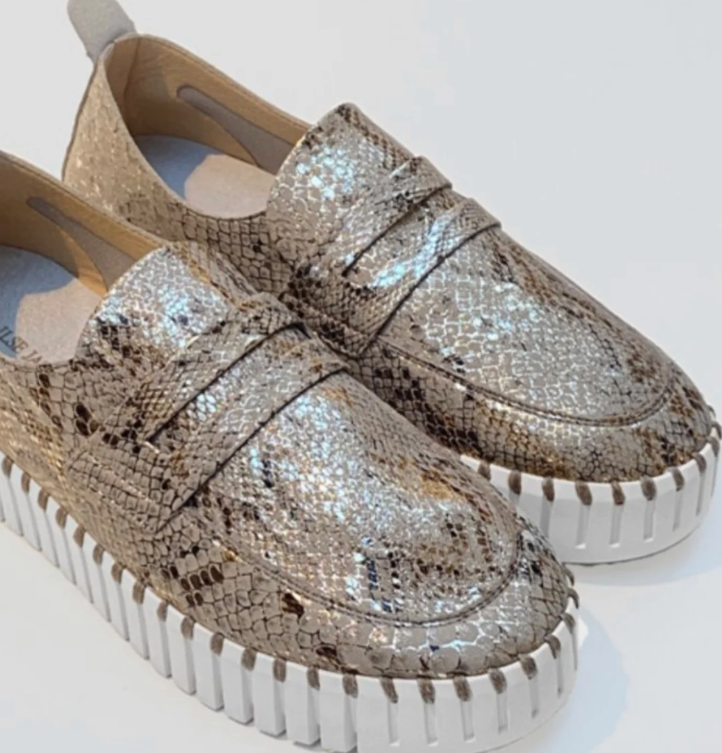Ilse Jacobsen Wheat Snake Platform Sneakers