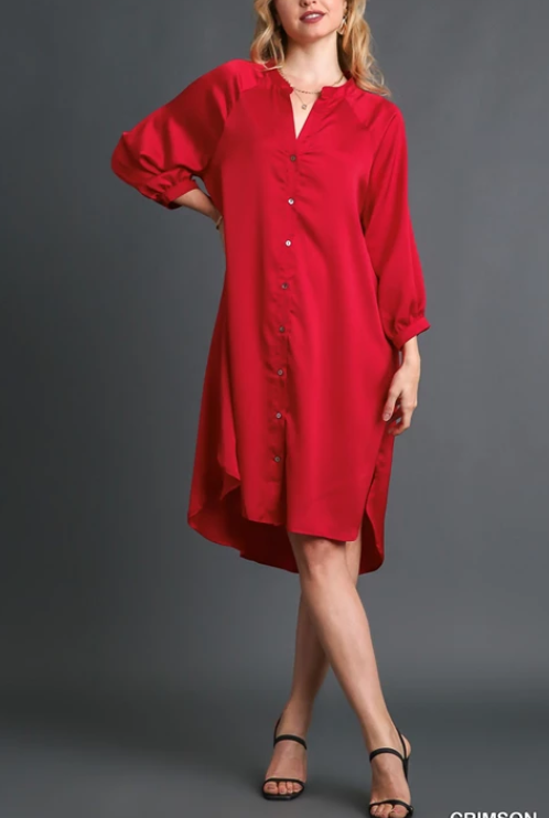 Holiday Happiness Midi Dress in Crimson