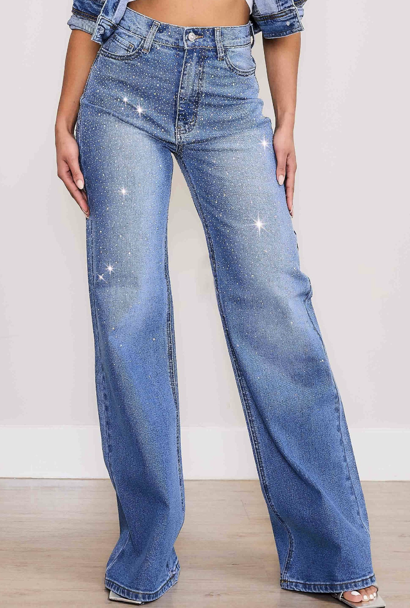 Vibrant Iridescent Rhinestone Jean