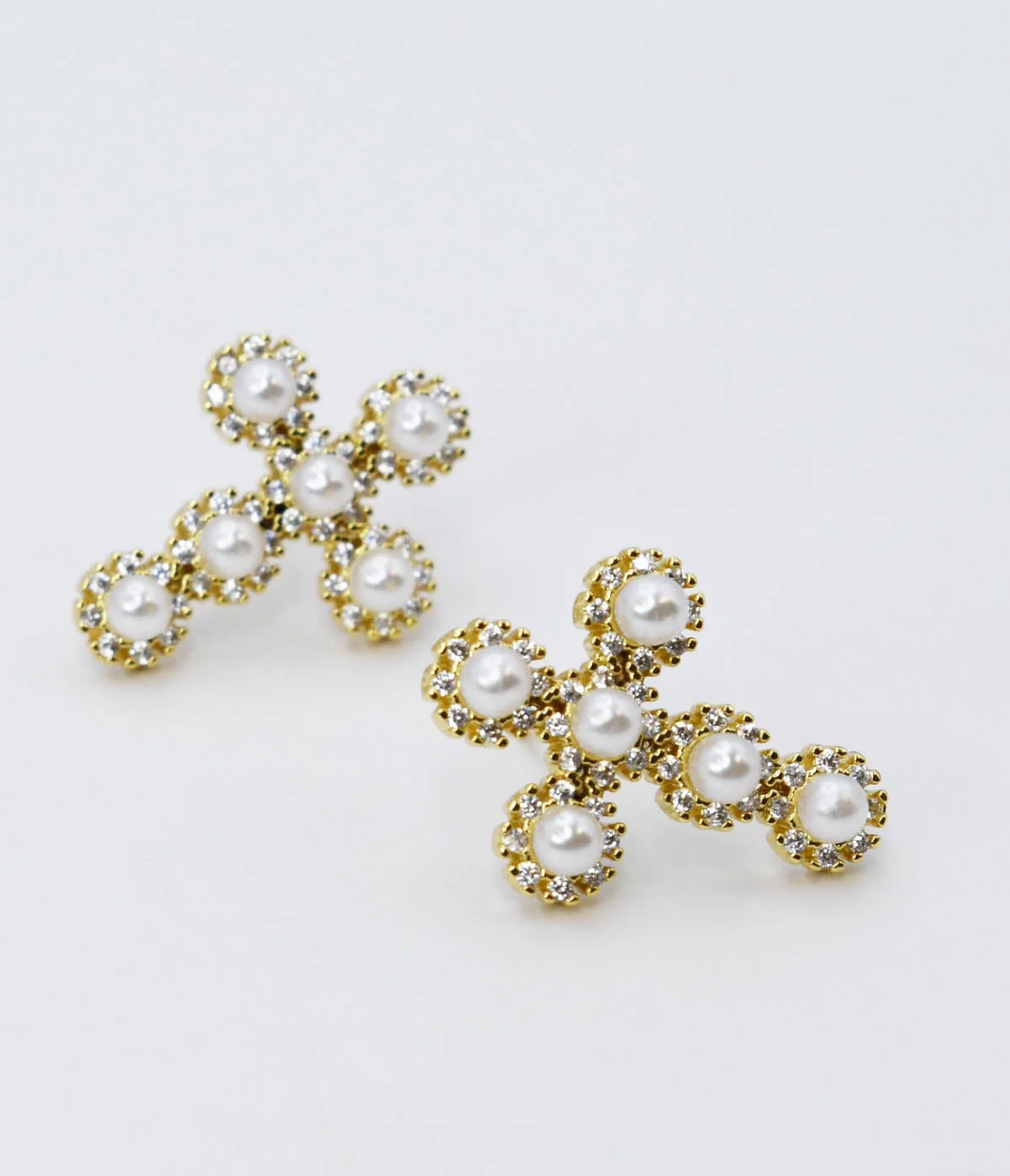 Pearl Cross Earrings