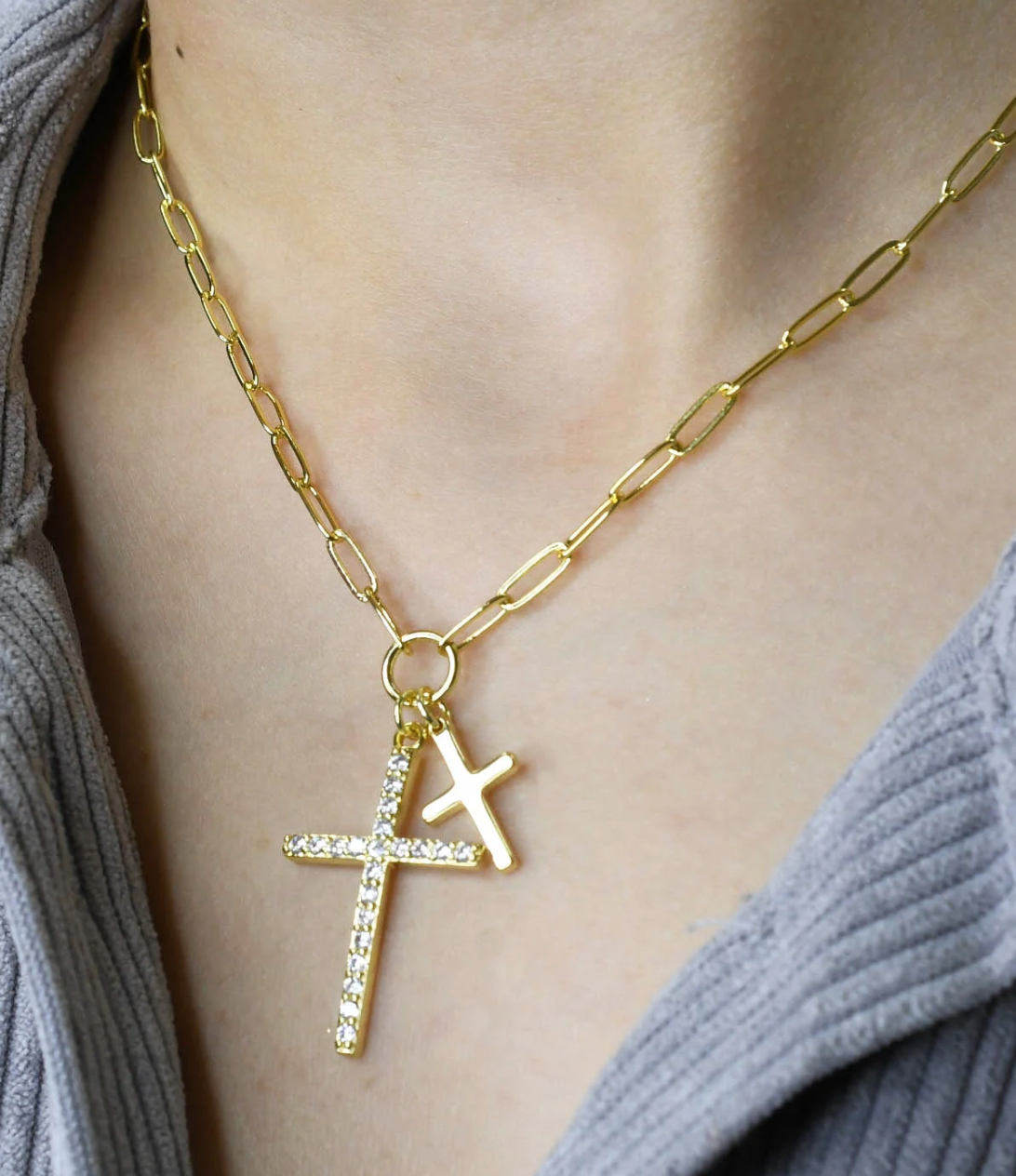 Double Cross Necklace