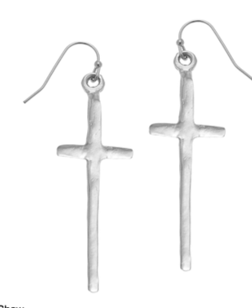 SS Tall Cross Earrings