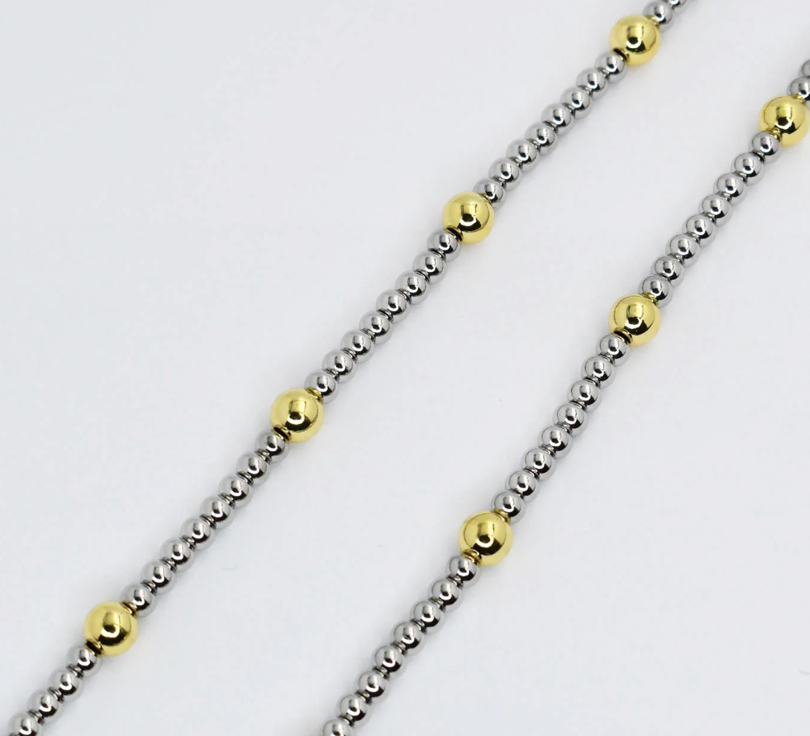 Silver and Gold Beaded Necklace N30