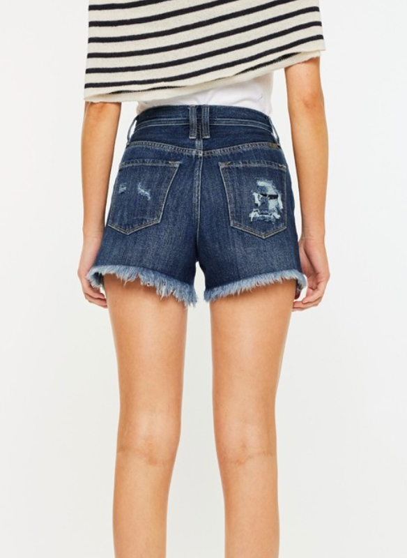 KanCan Libby Dark Distressed Mom Short